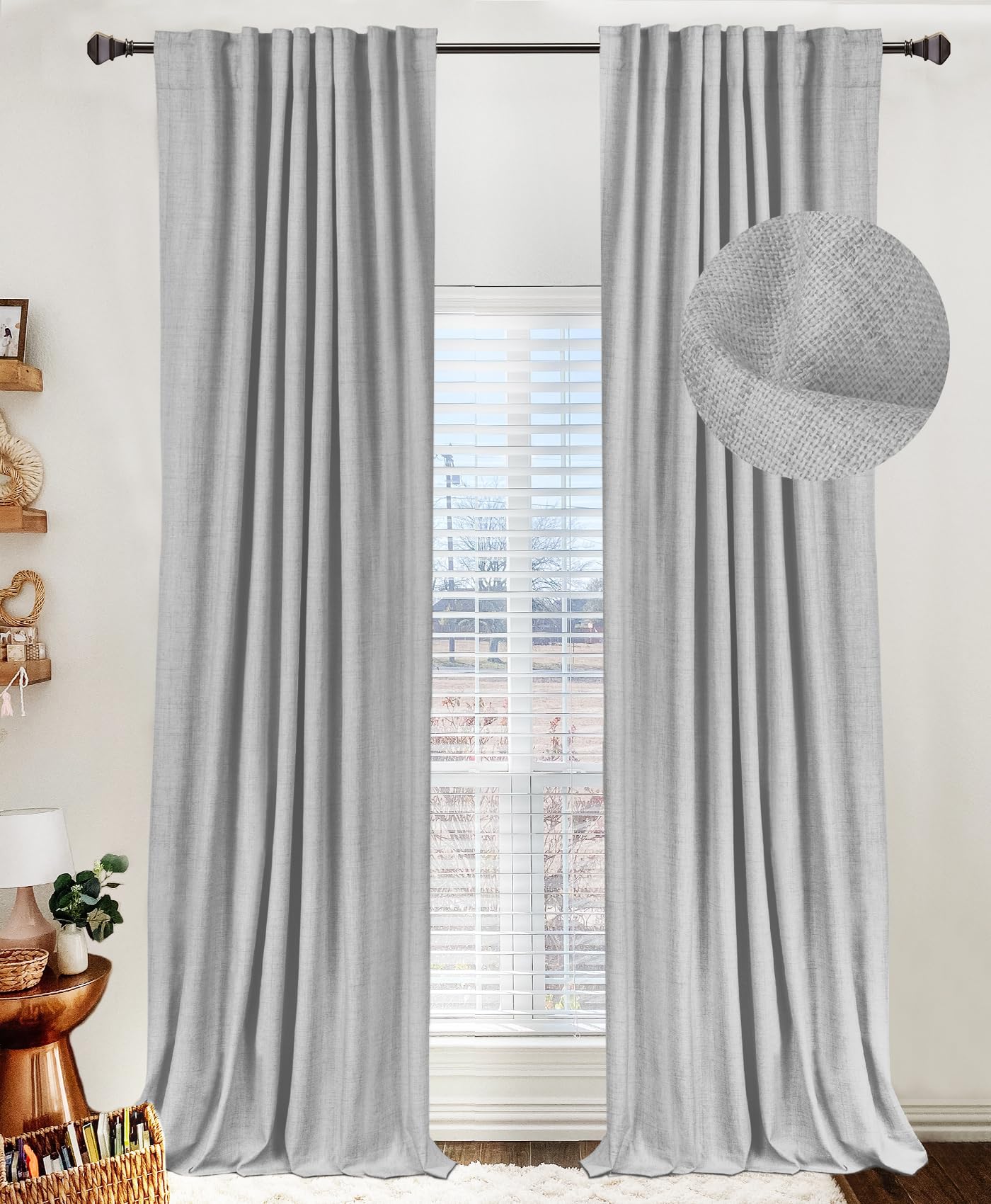 Cream Thermal Blackout Curtains 2 Panels, 50"×84", Back Tab & Rod Pocket Design