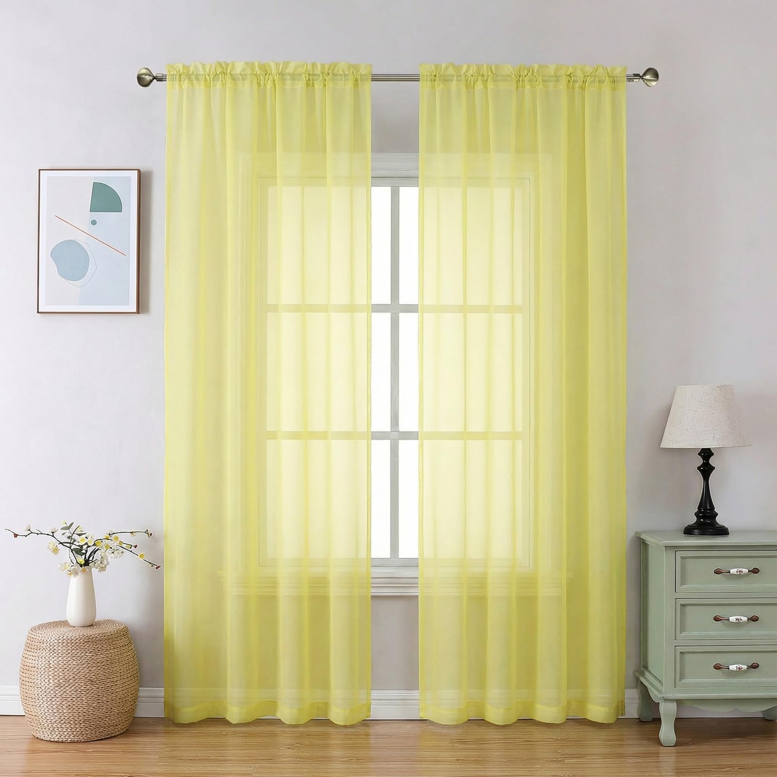 Aiyufeng Blush Pink Sheer Curtains 84 Inches Long 2 Panels Set, Light Filtering Soft Airy Voile Rod Pocket Baby Pink Sheer Window Drapes for Bedroom Living Room, Each 40Wx84L Inches