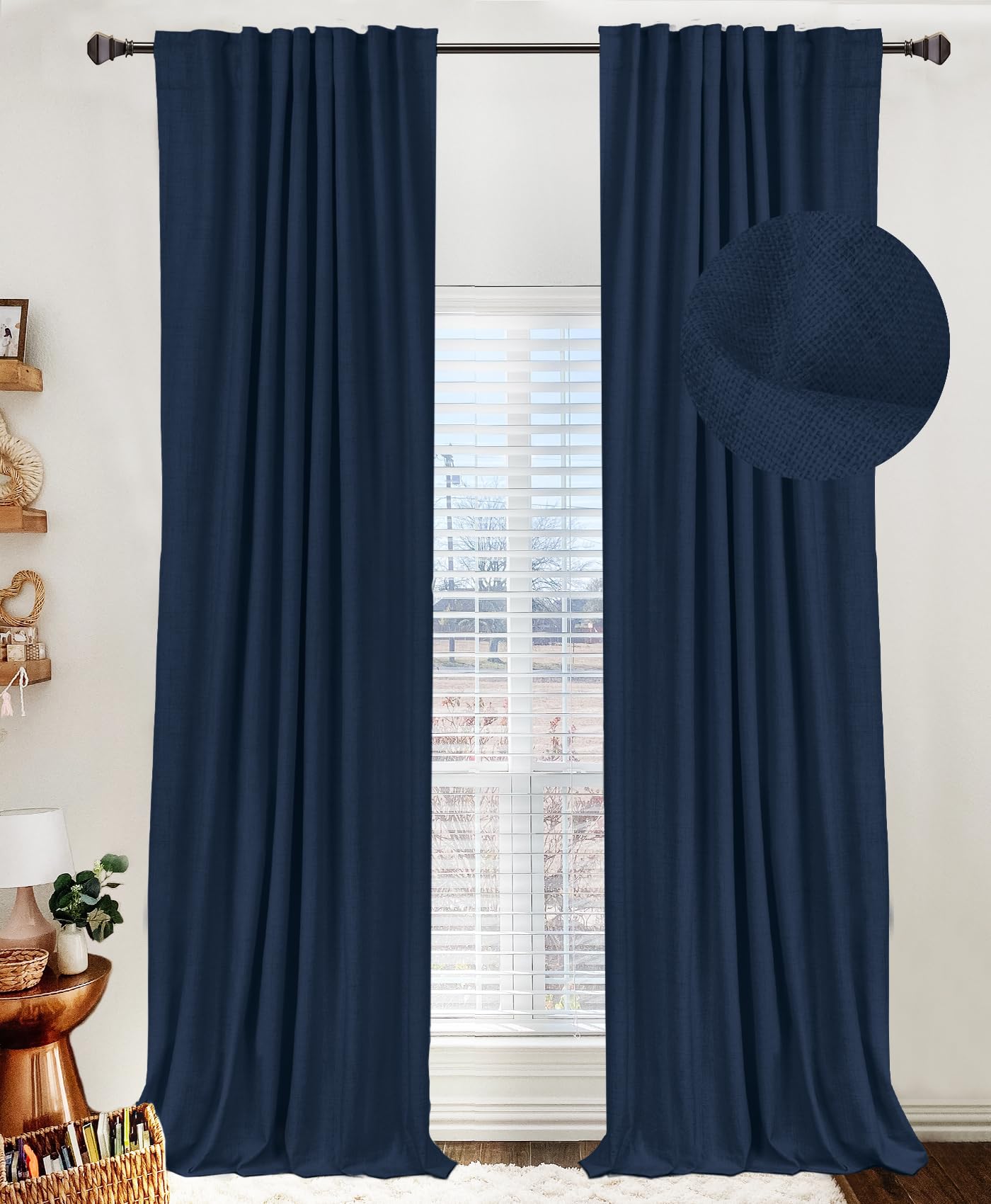 Cream Thermal Blackout Curtains 2 Panels, 50"×84", Back Tab & Rod Pocket Design