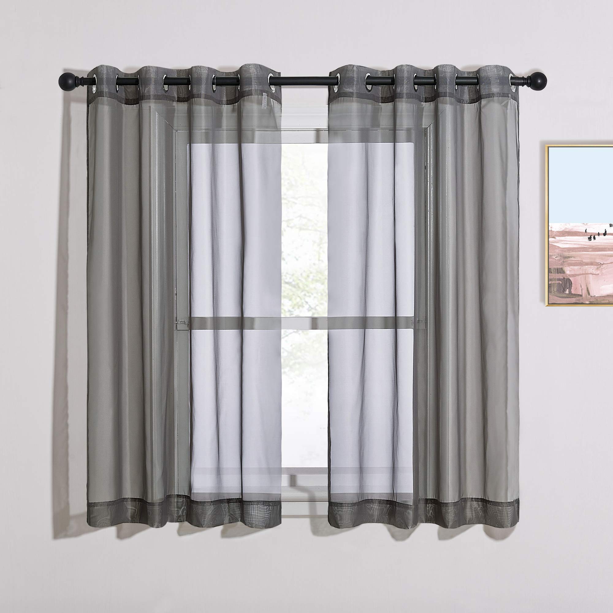 NICETOWN Sheer Curtains Panel 72" Long - Ring Top Window Treatment Sheer Voile Drapes for Bedroom/Living Room (White, Set of 2, W54 x L72)