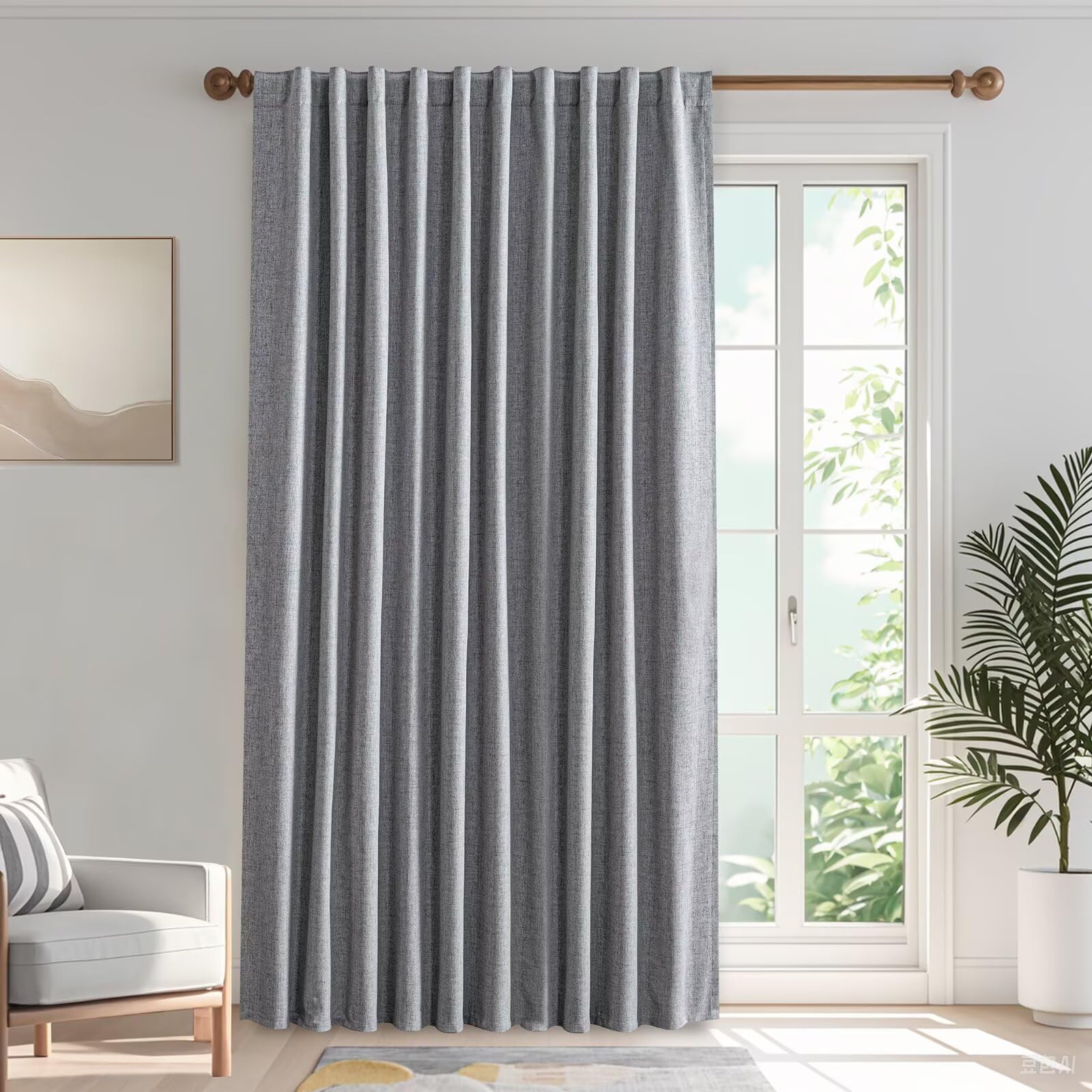 IGEMAEVE Black 100% Blackout Curtains 84 Inch Length 2 Panels Set, Black Out Curtains for Bedroom 84 Inch Long, Rod Pocket Energy Saving Room Darkening Drapes for Living Room Dining Room Window
