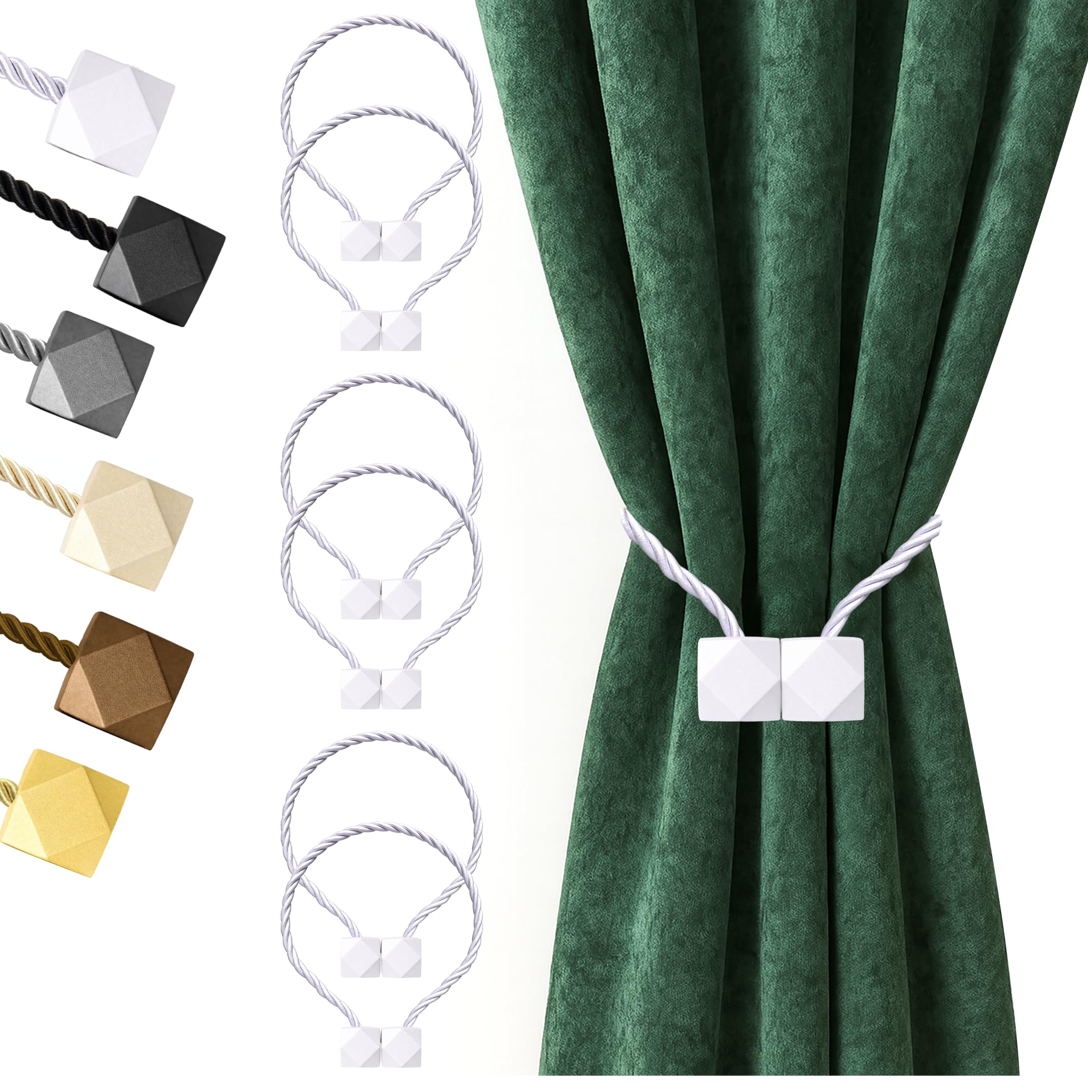 Hion Magnetic Curtain Tiebacks Black 2pcs, Curtain Tiebacks Buckles Holdbacks Holders Hooks Clip for Home Outdoor Bedroom Office Decorative Curtain