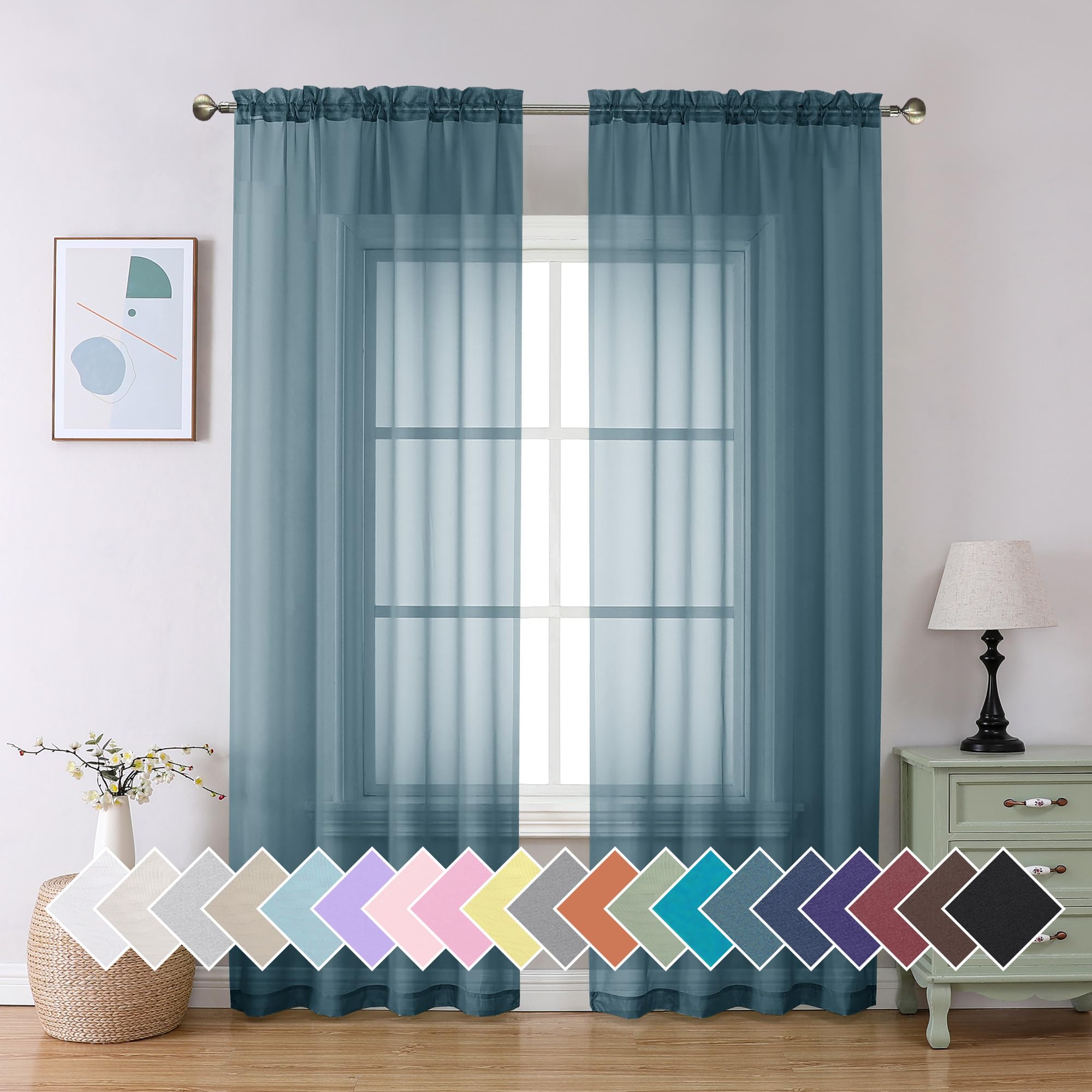 Aiyufeng Blush Pink Sheer Curtains 84 Inches Long 2 Panels Set, Light Filtering Soft Airy Voile Rod Pocket Baby Pink Sheer Window Drapes for Bedroom Living Room, Each 40Wx84L Inches