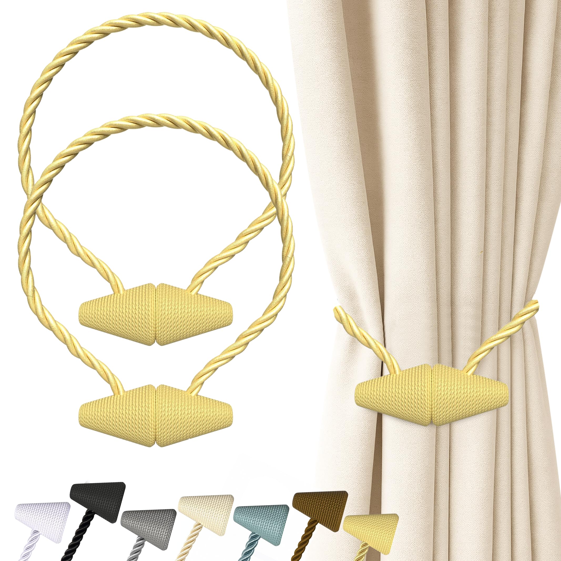 Hion Magnetic Curtain Tiebacks Black 2pcs, Curtain Tiebacks Buckles Holdbacks Holders Hooks Clip for Home Outdoor Bedroom Office Decorative Curtain