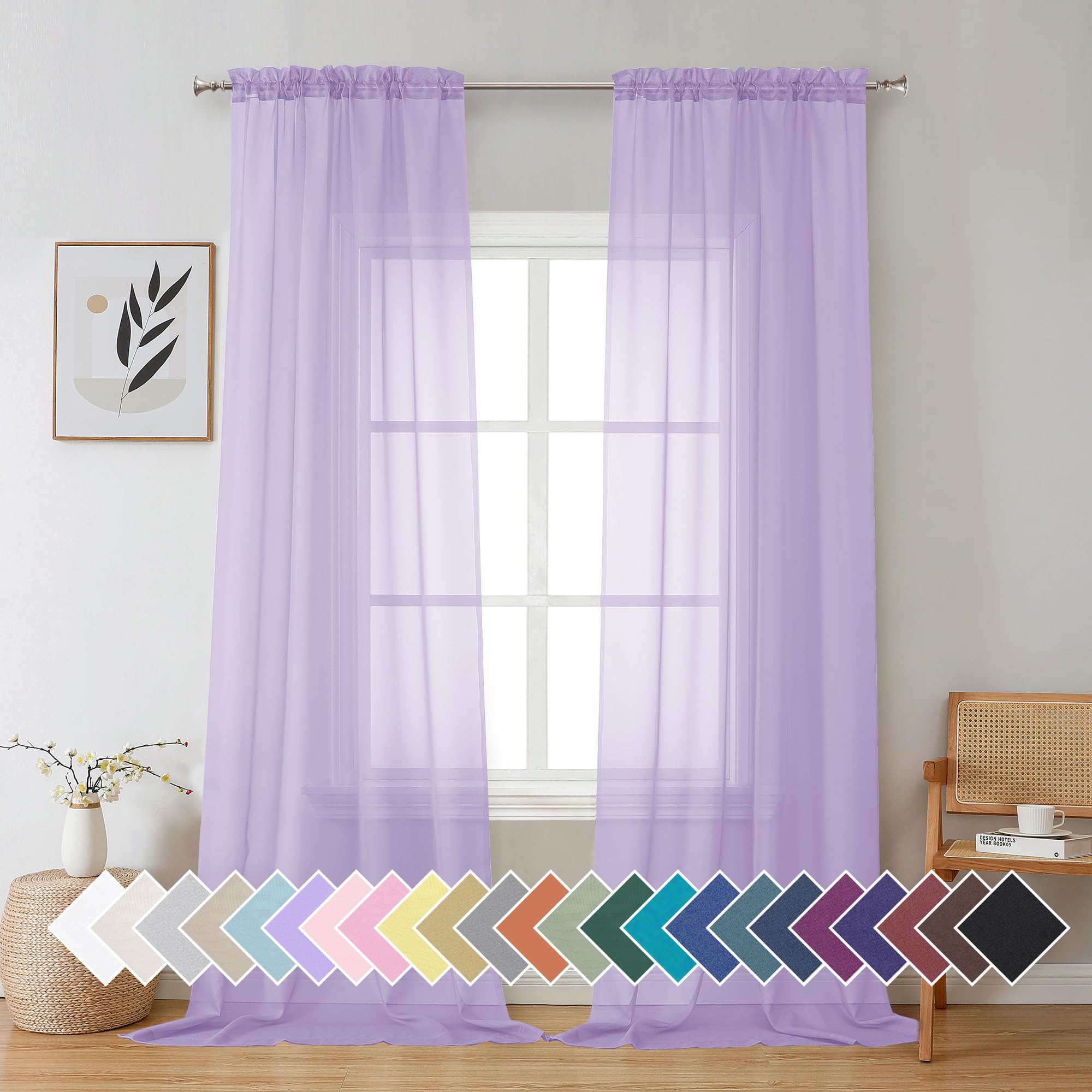 Aiyufeng Blush Pink Sheer Curtains 84 Inches Long 2 Panels Set, Light Filtering Soft Airy Voile Rod Pocket Baby Pink Sheer Window Drapes for Bedroom Living Room, Each 40Wx84L Inches