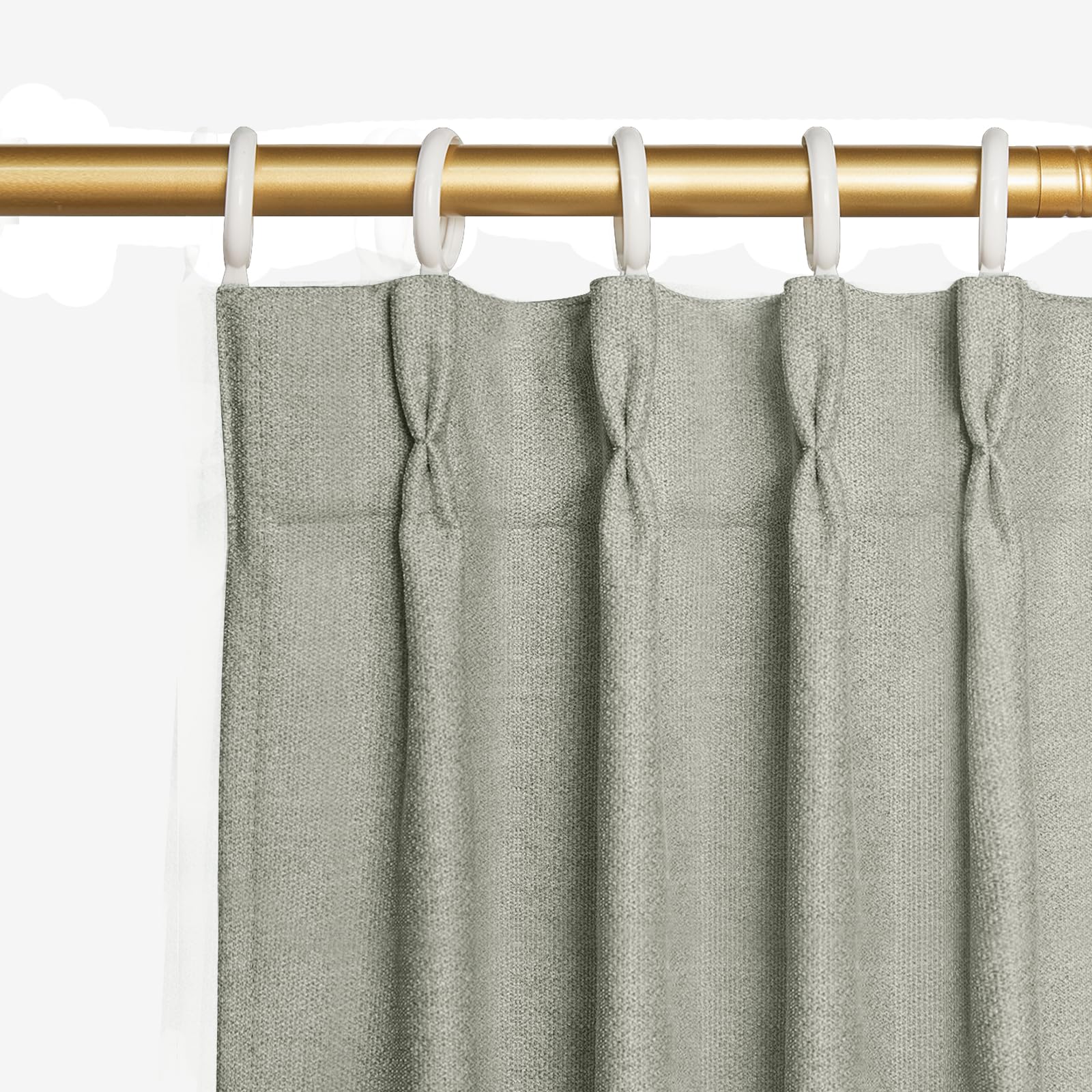 Joydeco Curtains, 108 Inches Long, 2 Panels Set, Farmhouse Drapes for Living Room, Semi-Blackout, Linen-Polyester, Ivory on Linen, Rod Pocket