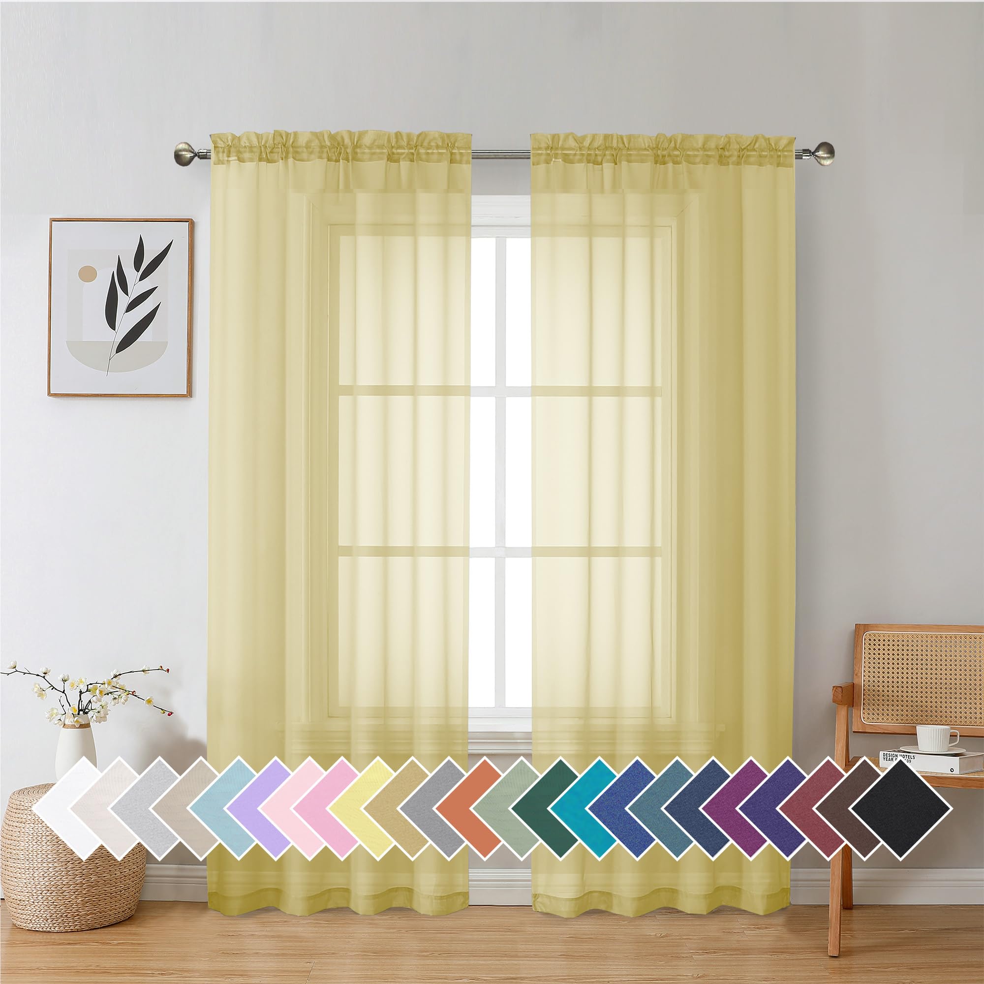 Aiyufeng Blush Pink Sheer Curtains 84 Inches Long 2 Panels Set, Light Filtering Soft Airy Voile Rod Pocket Baby Pink Sheer Window Drapes for Bedroom Living Room, Each 40Wx84L Inches