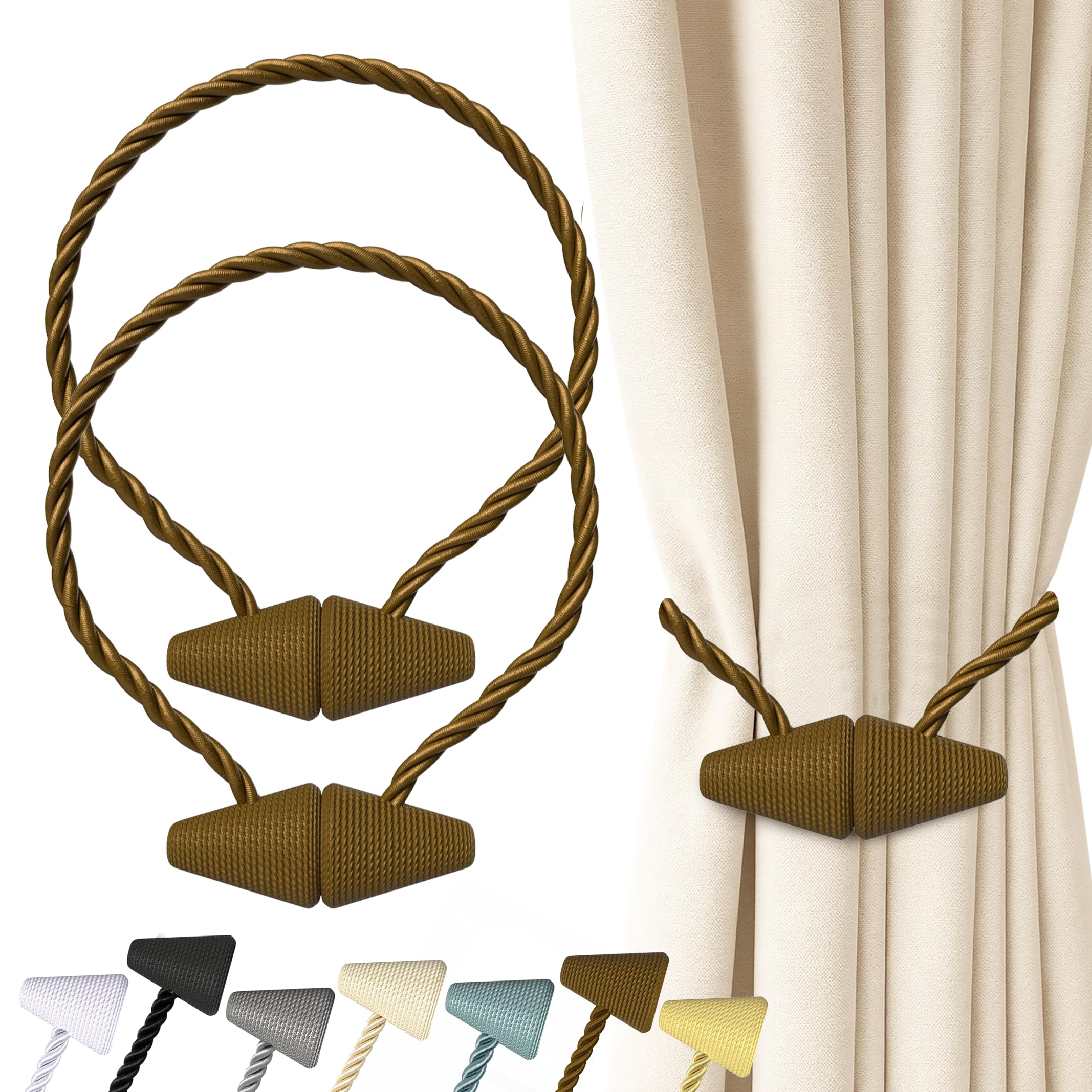 Hion Magnetic Curtain Tiebacks Black 2pcs, Curtain Tiebacks Buckles Holdbacks Holders Hooks Clip for Home Outdoor Bedroom Office Decorative Curtain