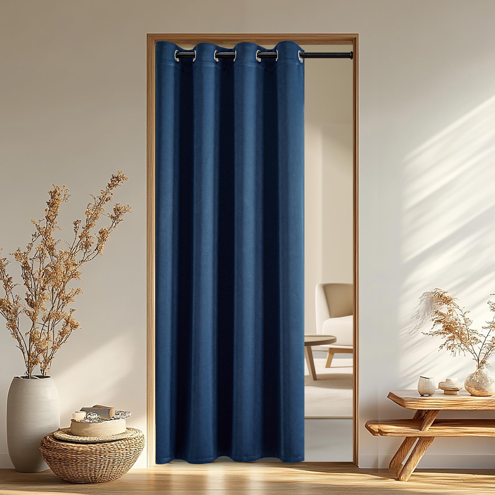 IGEMAEVE Black 100% Blackout Curtains 84 Inch Length 2 Panels Set, Black Out Curtains for Bedroom 84 Inch Long, Rod Pocket Energy Saving Room Darkening Drapes for Living Room Dining Room Window