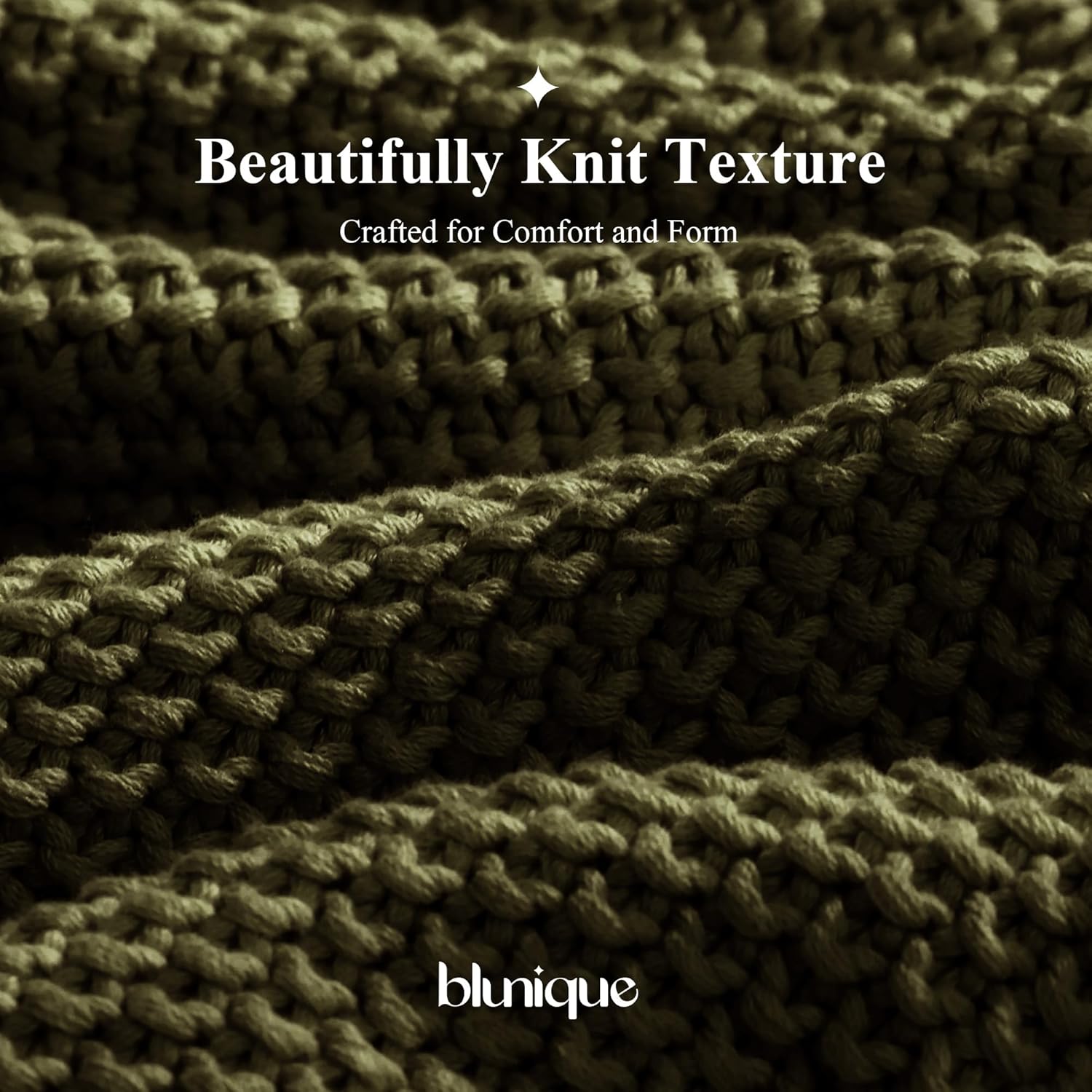 Olive Green Cable Knit Cotton Throw Blanket 50×60 Inch