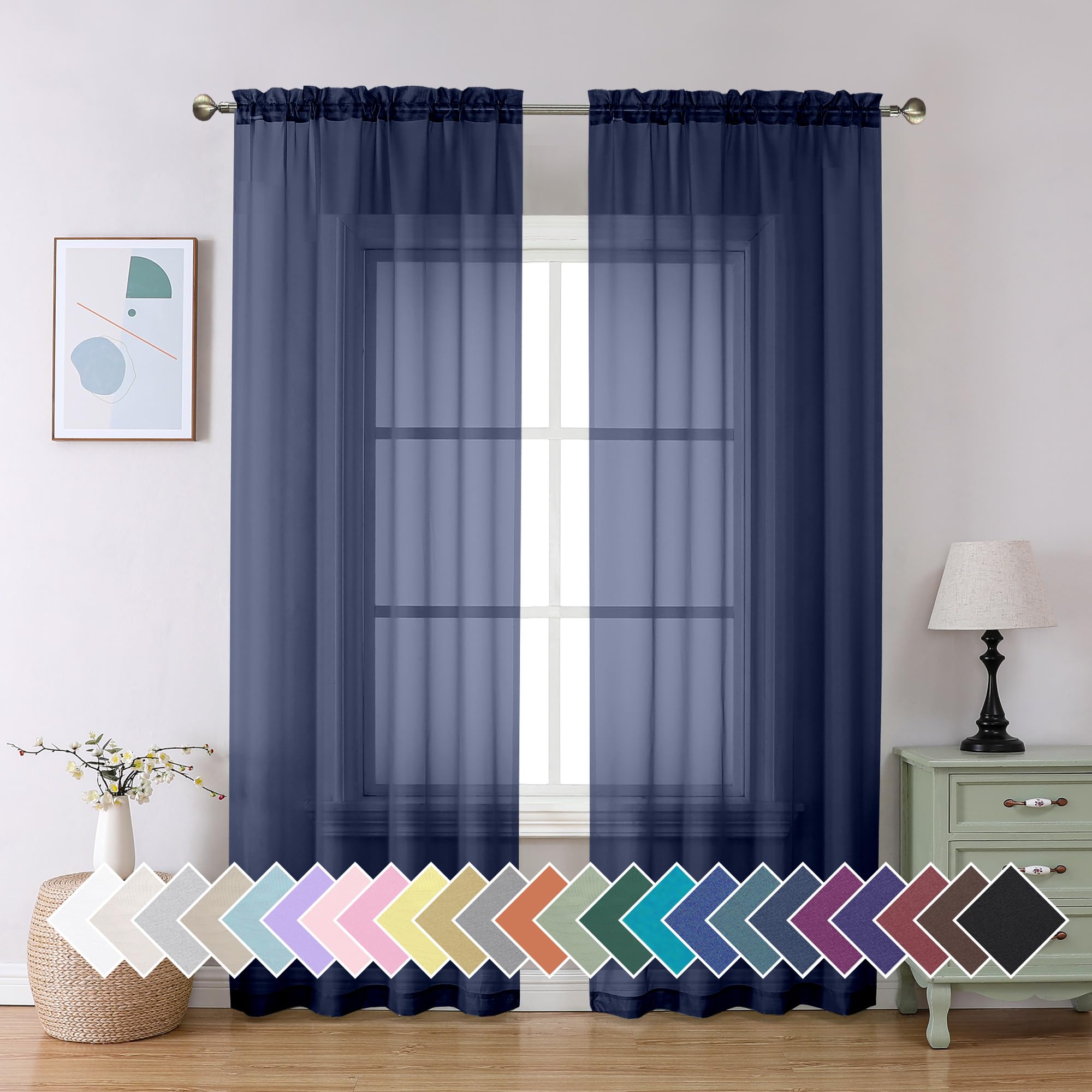 Aiyufeng Blush Pink Sheer Curtains 84 Inches Long 2 Panels Set, Light Filtering Soft Airy Voile Rod Pocket Baby Pink Sheer Window Drapes for Bedroom Living Room, Each 40Wx84L Inches