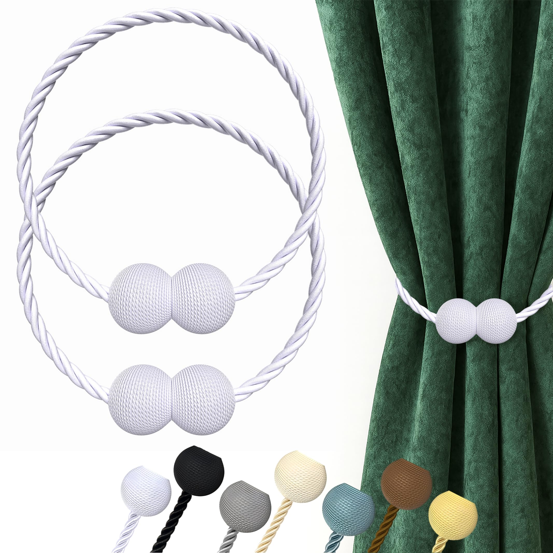 Hion Magnetic Curtain Tiebacks Black 2pcs, Curtain Tiebacks Buckles Holdbacks Holders Hooks Clip for Home Outdoor Bedroom Office Decorative Curtain