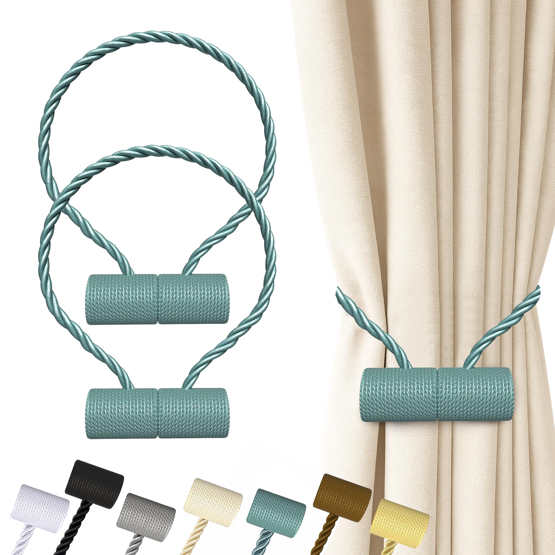 Hion Magnetic Curtain Tiebacks Black 2pcs, Curtain Tiebacks Buckles Holdbacks Holders Hooks Clip for Home Outdoor Bedroom Office Decorative Curtain