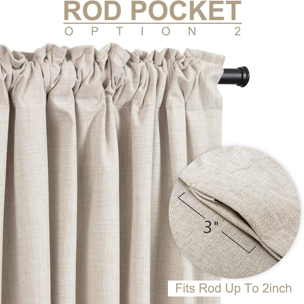 Cream Thermal Blackout Curtains 2 Panels, 50"×84", Back Tab & Rod Pocket Design