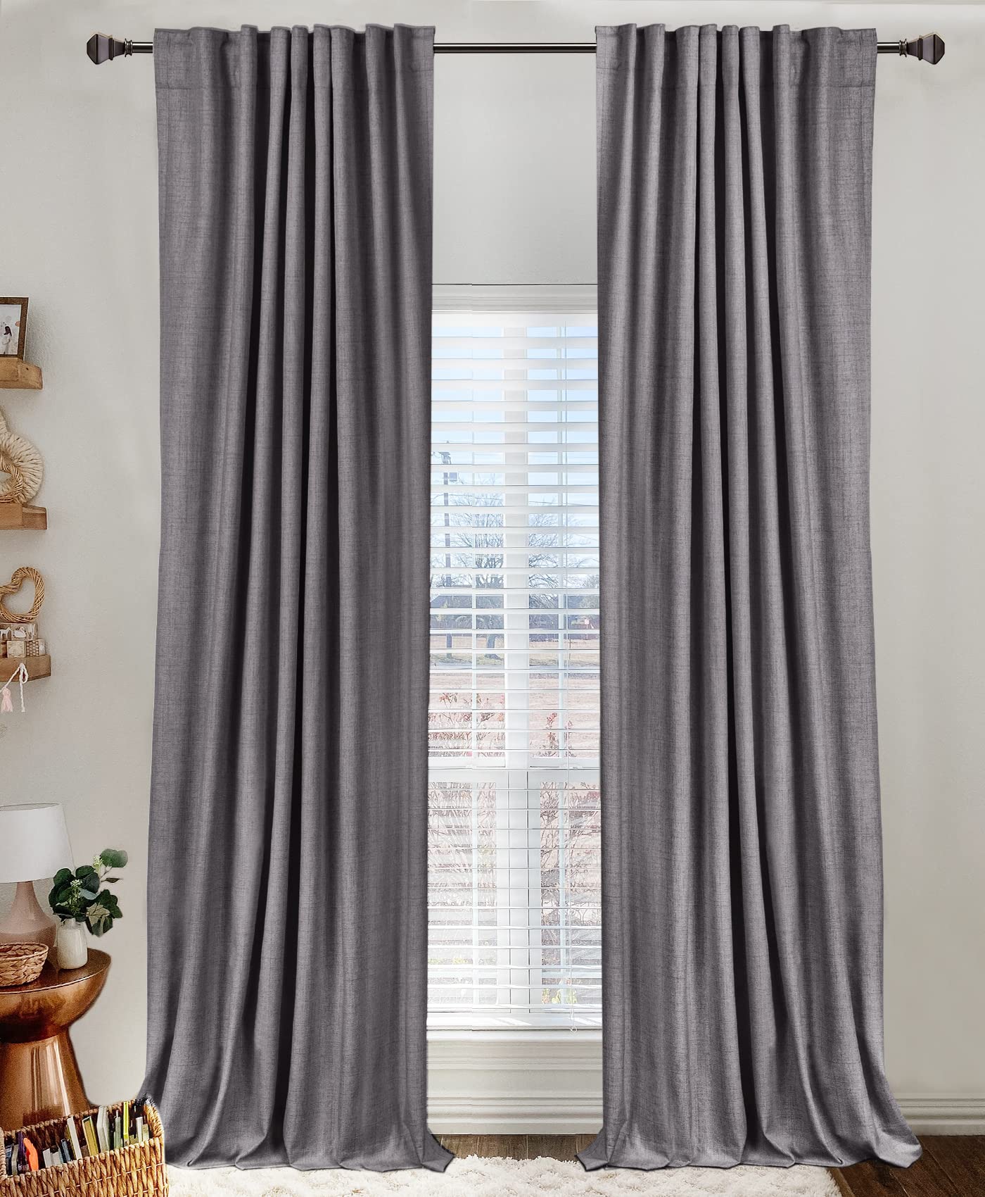 Cream Thermal Blackout Curtains 2 Panels, 50"×84", Back Tab & Rod Pocket Design