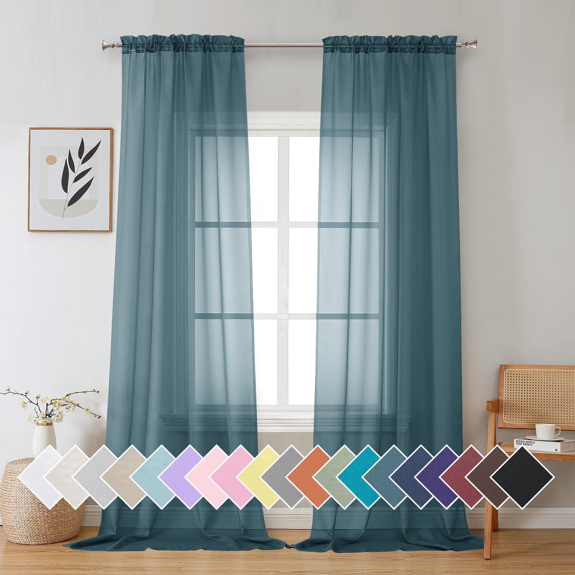 Aiyufeng Blush Pink Sheer Curtains 84 Inches Long 2 Panels Set, Light Filtering Soft Airy Voile Rod Pocket Baby Pink Sheer Window Drapes for Bedroom Living Room, Each 40Wx84L Inches