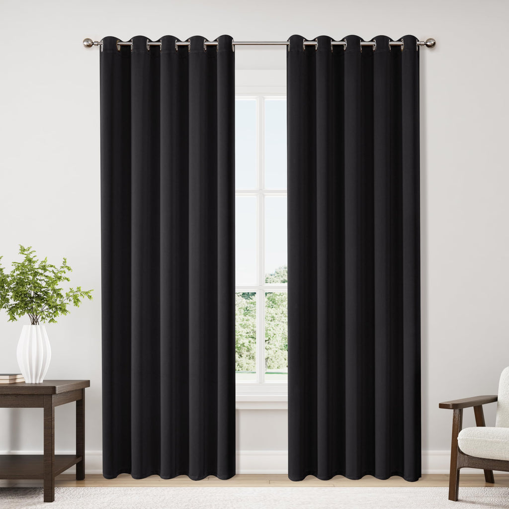 ChrisDowa Grommet Blackout Curtains for Bedroom and Living Room - 2 Panels Set Thermal Insulated Room Darkening Curtains (Dark Grey, 42 x 63 Inch)
