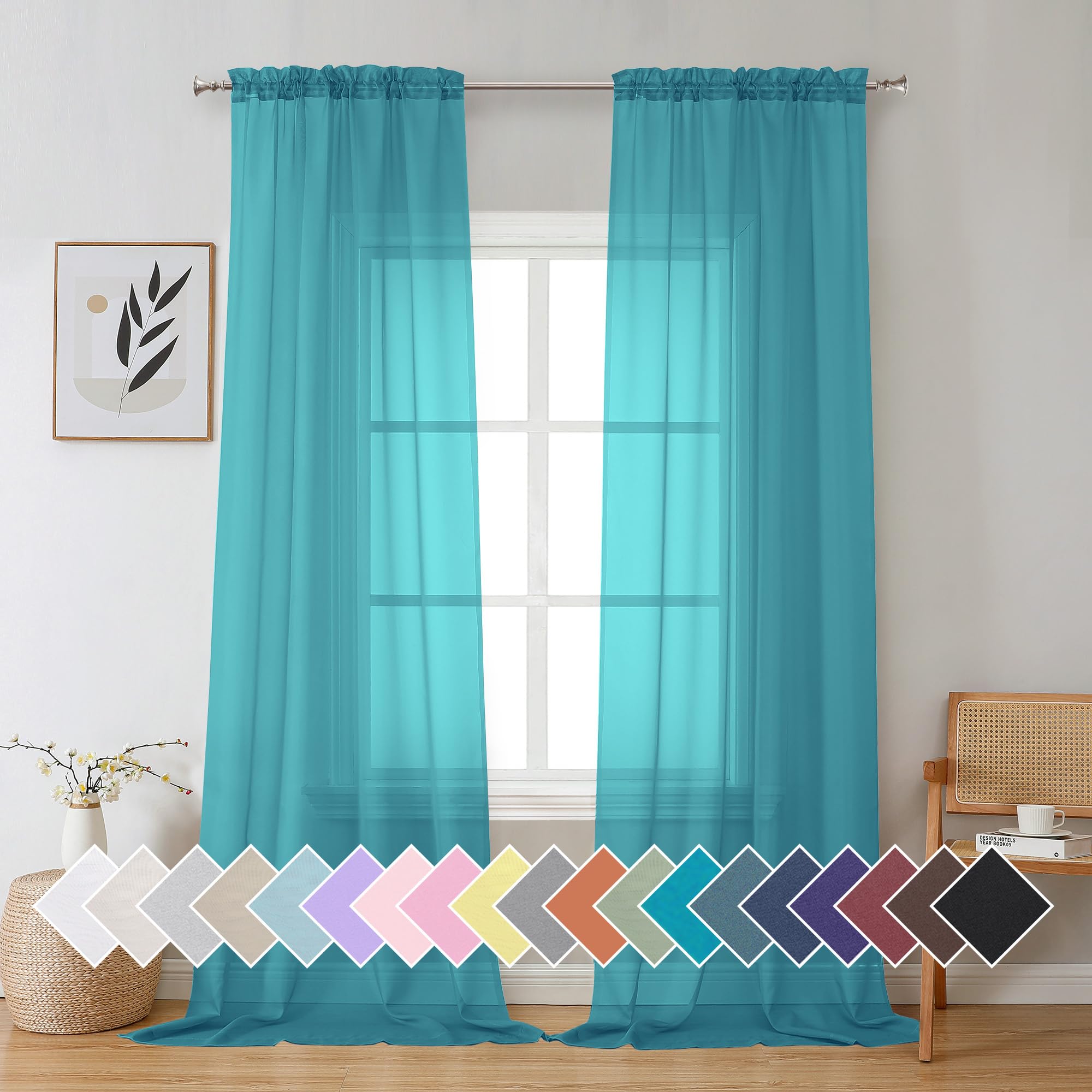 Aiyufeng Blush Pink Sheer Curtains 84 Inches Long 2 Panels Set, Light Filtering Soft Airy Voile Rod Pocket Baby Pink Sheer Window Drapes for Bedroom Living Room, Each 40Wx84L Inches