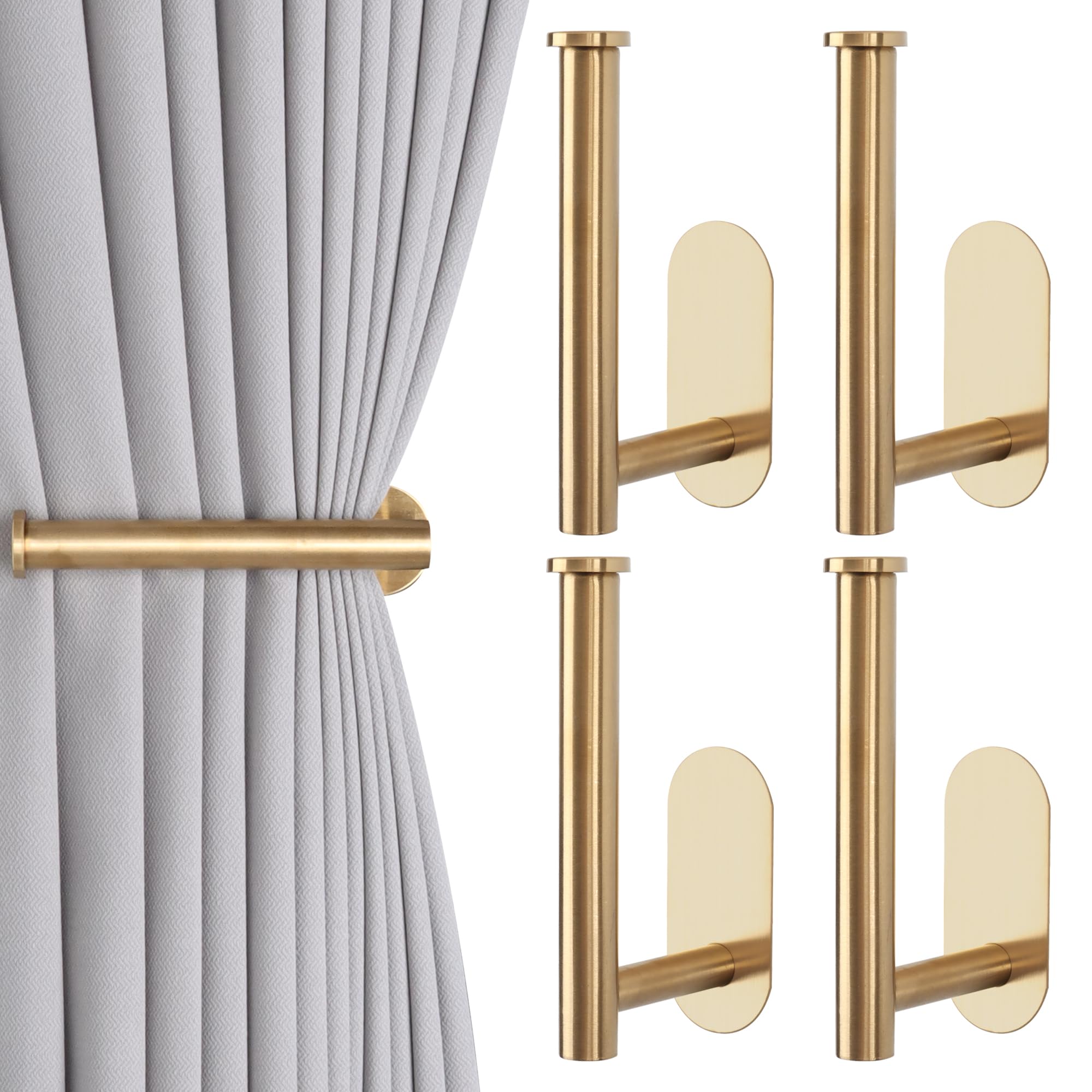 Groleca 2 Pack Adhesive Curtain Holdbacks Curtain Tie Backs Curtain Holdbacks No Drill Curtain Pull Backs Adhesive Curtain Hooks Curtain Holders for Drapes (2, Black)