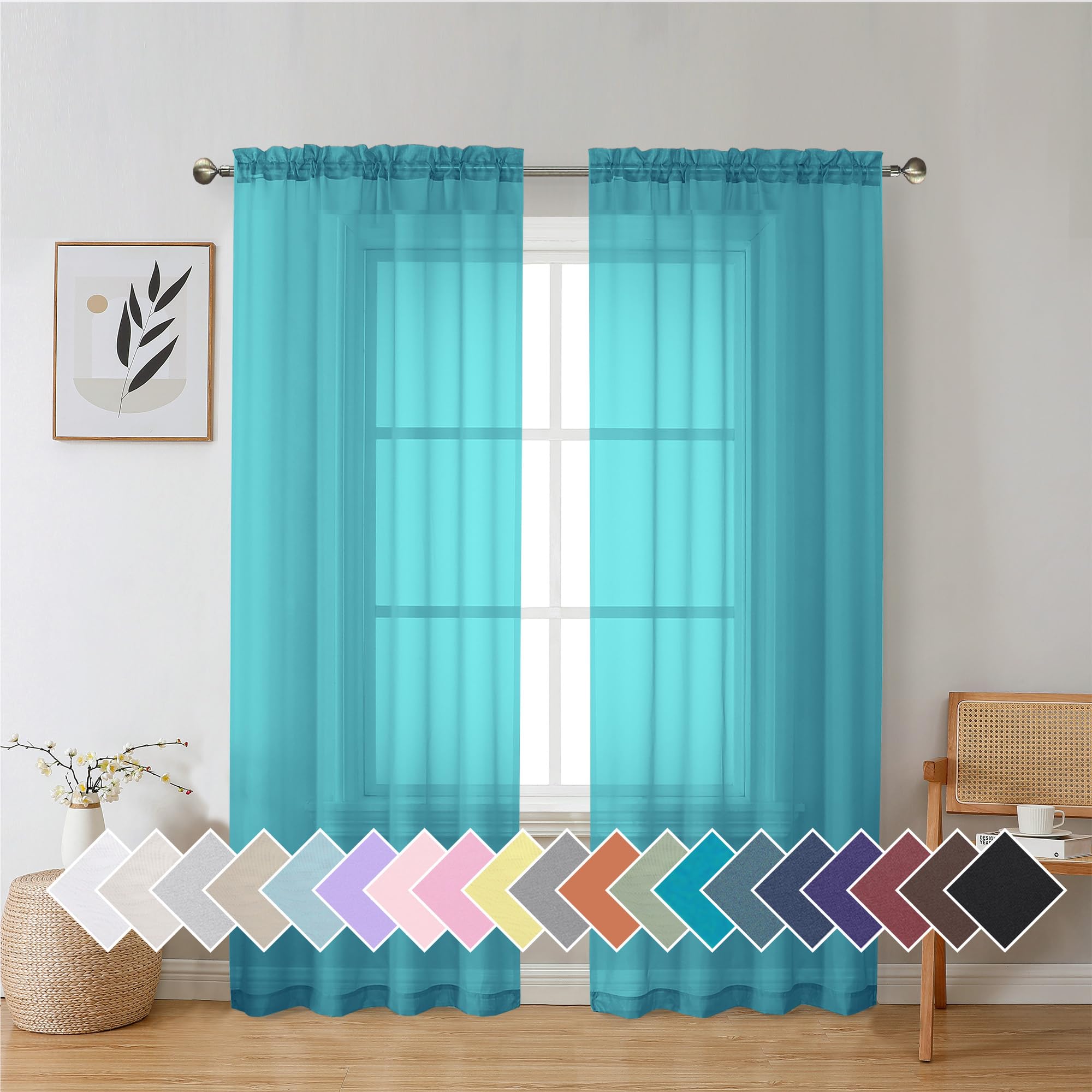 Aiyufeng Blush Pink Sheer Curtains 84 Inches Long 2 Panels Set, Light Filtering Soft Airy Voile Rod Pocket Baby Pink Sheer Window Drapes for Bedroom Living Room, Each 40Wx84L Inches