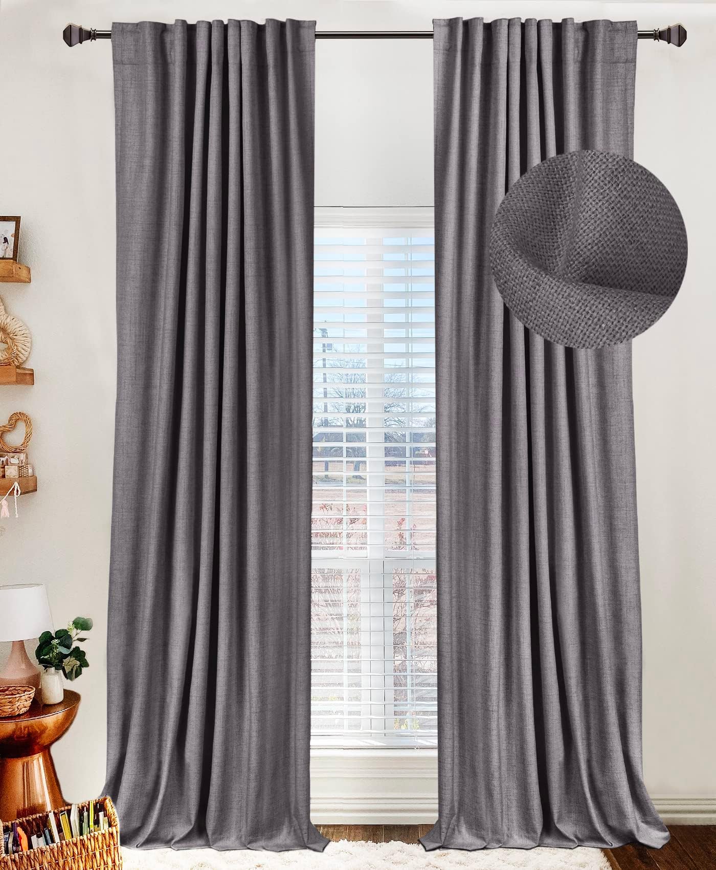Cream Thermal Blackout Curtains 2 Panels, 50"×84", Back Tab & Rod Pocket Design
