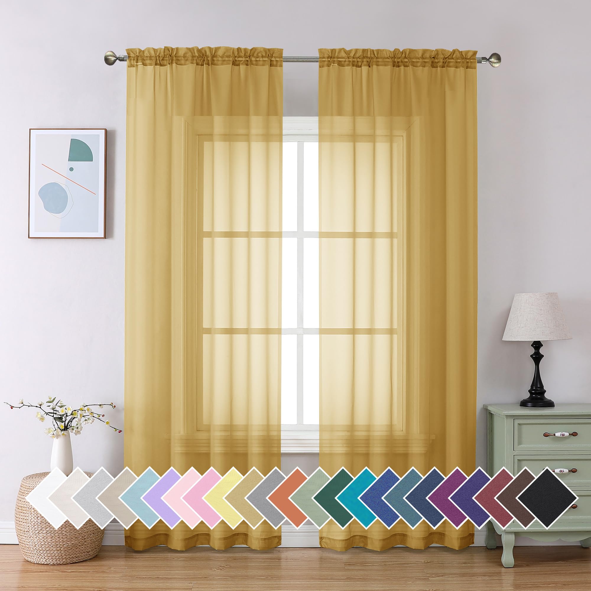 Aiyufeng Blush Pink Sheer Curtains 84 Inches Long 2 Panels Set, Light Filtering Soft Airy Voile Rod Pocket Baby Pink Sheer Window Drapes for Bedroom Living Room, Each 40Wx84L Inches