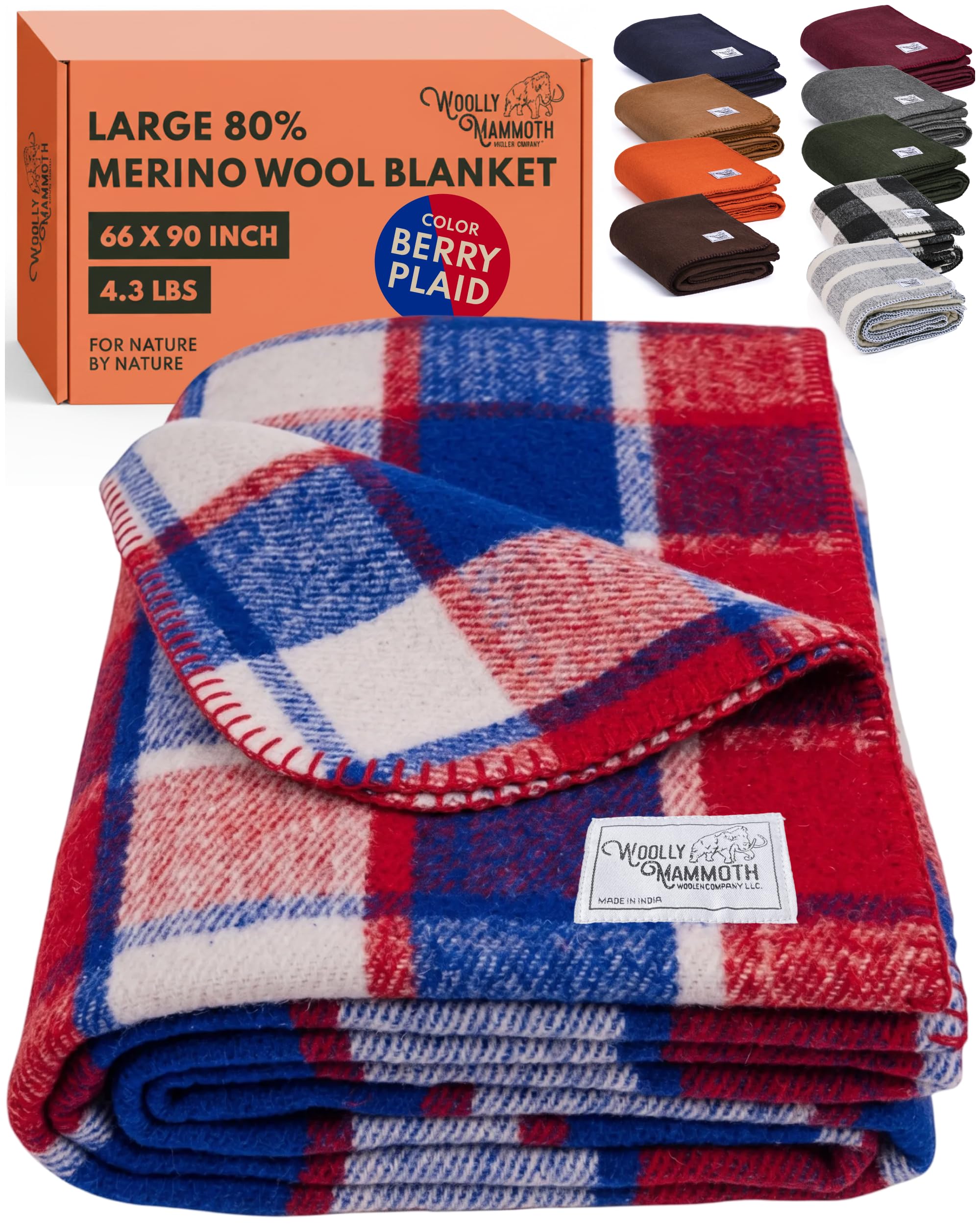 Woolly Mammoth Woolen Co. | Extra Large Merino Wool Camp Blanket | Perfect Outdoor Gear | Bedroll for Bushcraft, Camping, Trekking, Hiking, Survival, or Throw Blanket at the Cabin (Gray), 66" x 90"