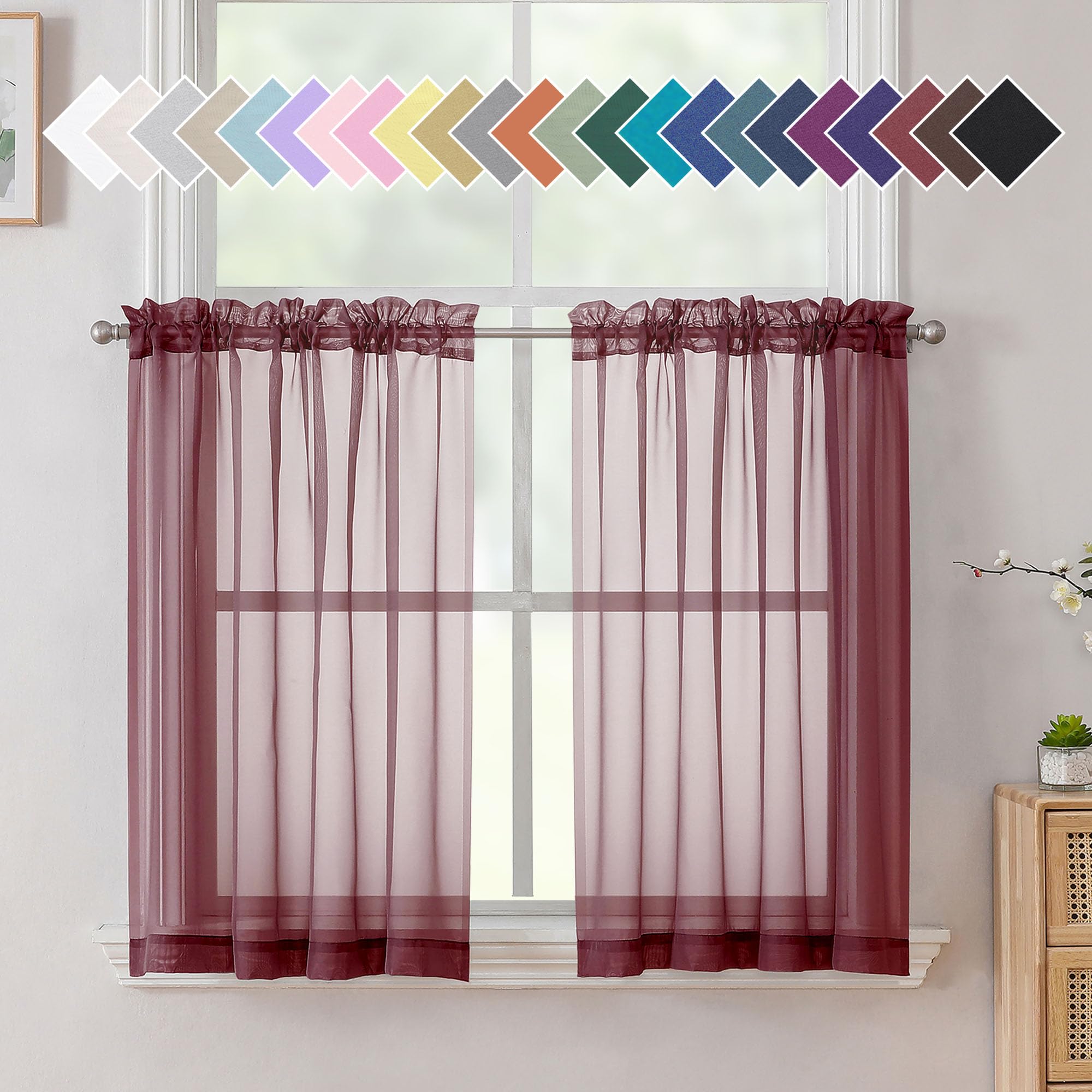 Aiyufeng Blush Pink Sheer Curtains 84 Inches Long 2 Panels Set, Light Filtering Soft Airy Voile Rod Pocket Baby Pink Sheer Window Drapes for Bedroom Living Room, Each 40Wx84L Inches