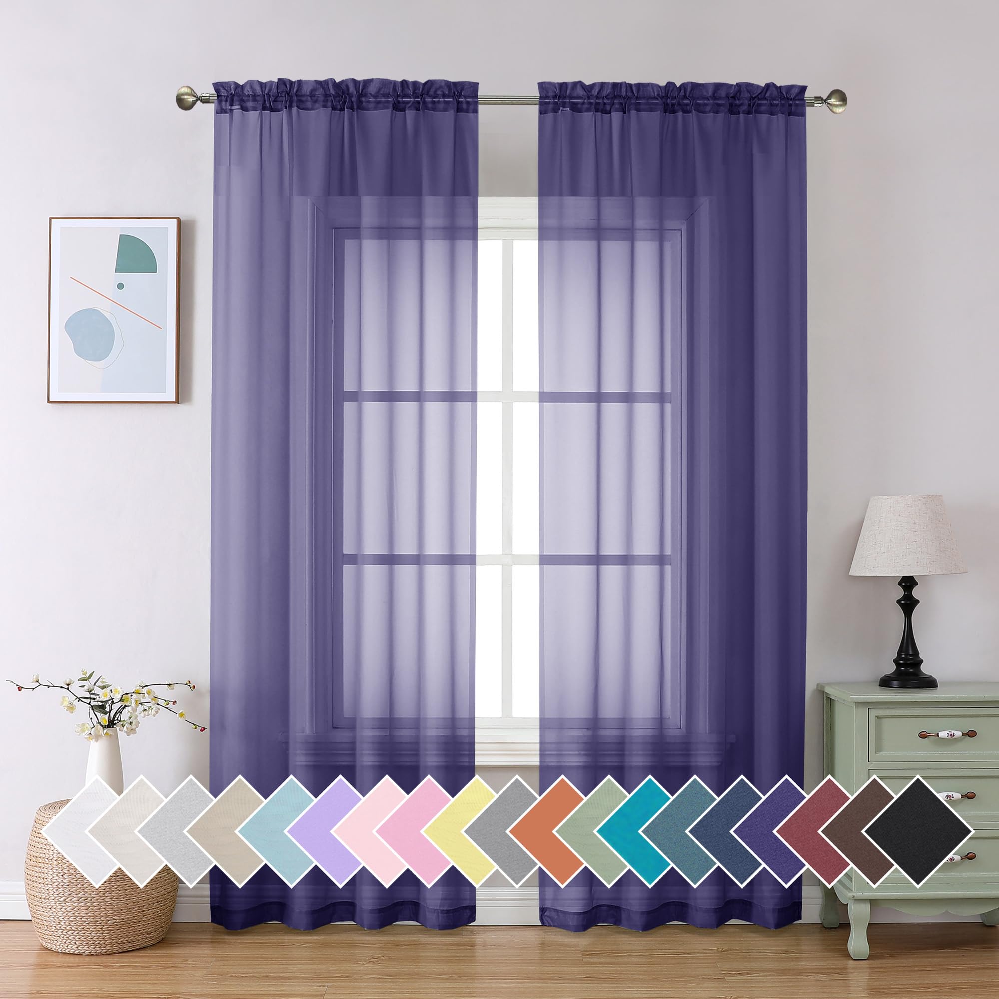 Aiyufeng Blush Pink Sheer Curtains 84 Inches Long 2 Panels Set, Light Filtering Soft Airy Voile Rod Pocket Baby Pink Sheer Window Drapes for Bedroom Living Room, Each 40Wx84L Inches