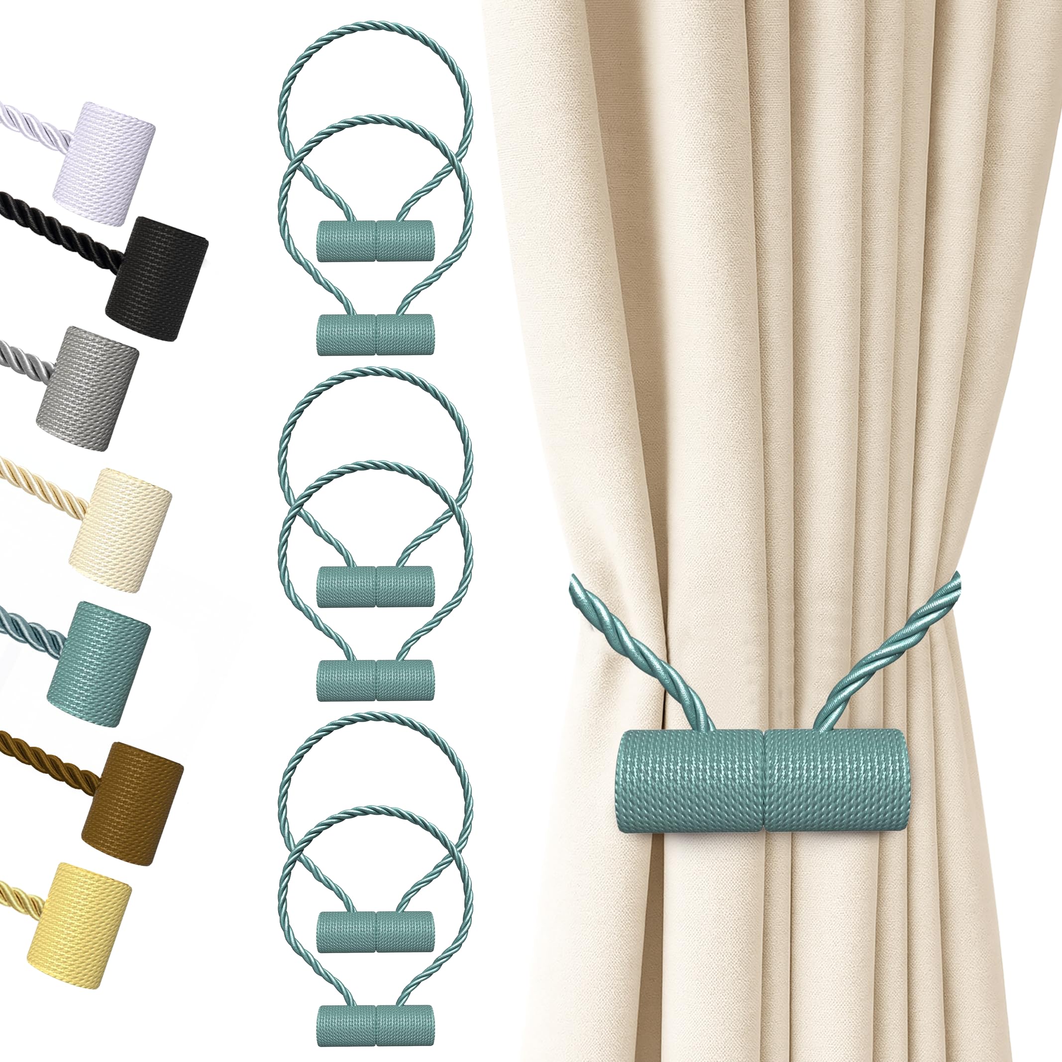 Hion Magnetic Curtain Tiebacks Black 2pcs, Curtain Tiebacks Buckles Holdbacks Holders Hooks Clip for Home Outdoor Bedroom Office Decorative Curtain