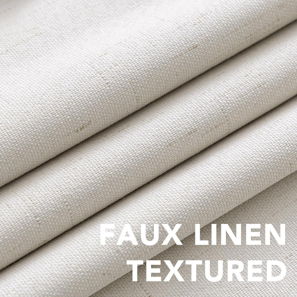H.VERSAILTEX 100% Blackout Curtains Ivory, Linen Blackout Curtains 96 inch Curtains 2 Panel Set, Elegant Curtain for Bedroom Grommet Drapes for Living Room