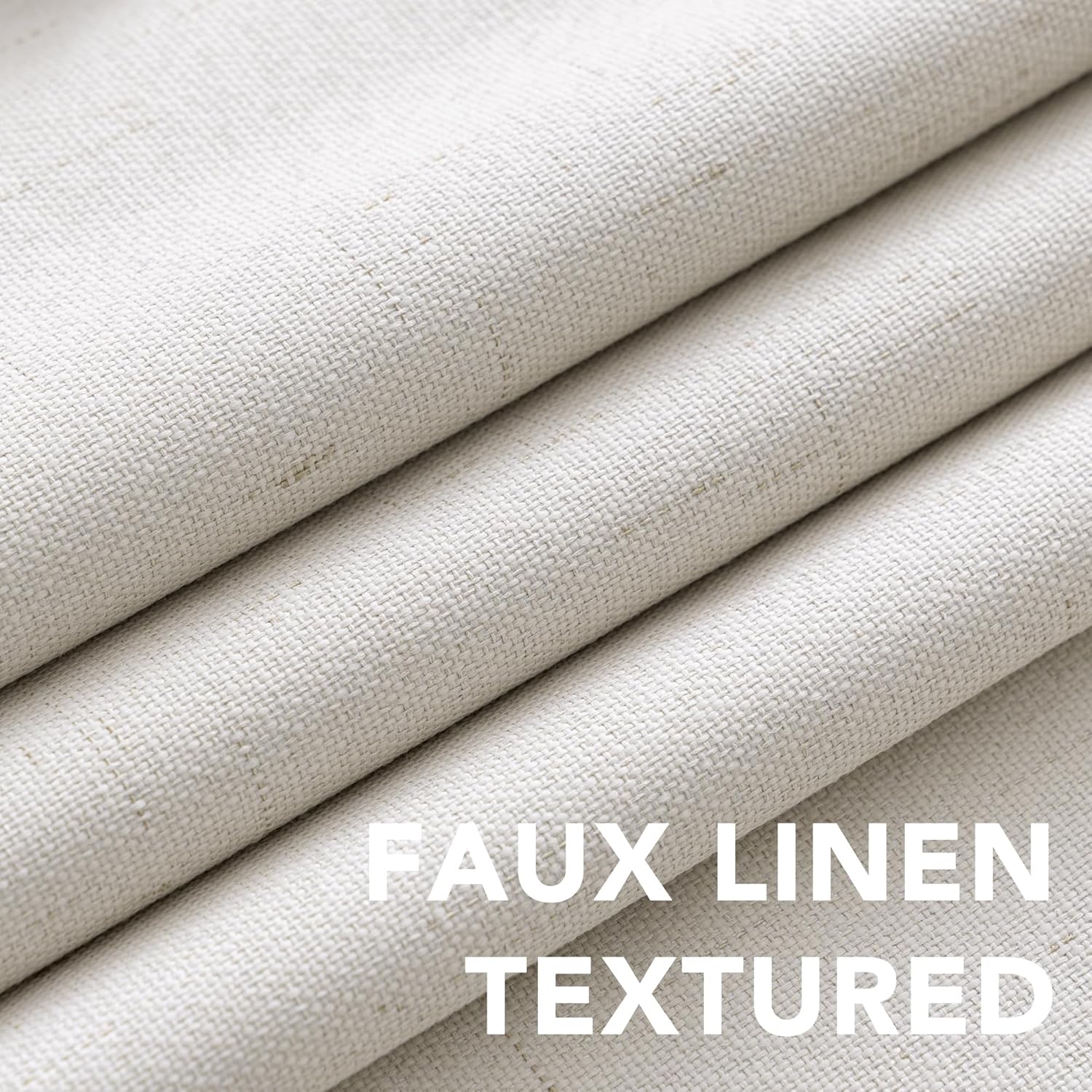 H.VERSAILTEX 100% Blackout Curtains Ivory, Linen Blackout Curtains 96 inch Curtains 2 Panel Set, Elegant Curtain for Bedroom Grommet Drapes for Living Room