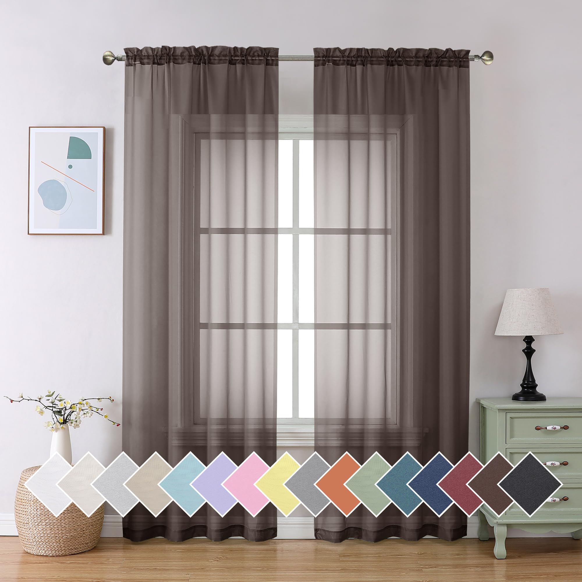 Aiyufeng Blush Pink Sheer Curtains 84 Inches Long 2 Panels Set, Light Filtering Soft Airy Voile Rod Pocket Baby Pink Sheer Window Drapes for Bedroom Living Room, Each 40Wx84L Inches