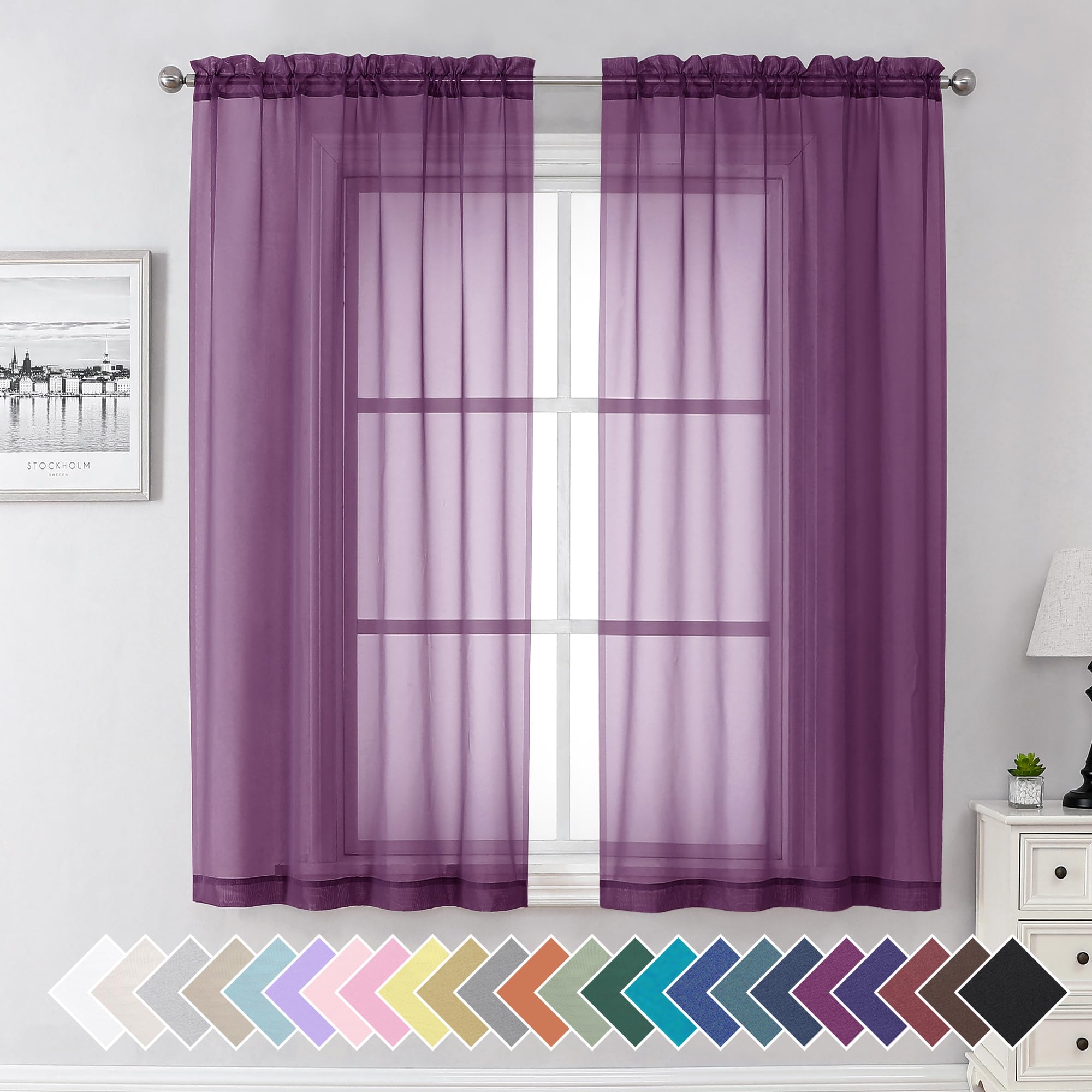 Aiyufeng Blush Pink Sheer Curtains 84 Inches Long 2 Panels Set, Light Filtering Soft Airy Voile Rod Pocket Baby Pink Sheer Window Drapes for Bedroom Living Room, Each 40Wx84L Inches