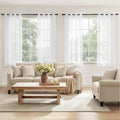 RYB HOME White Sheer Curtains 96 inches Long 4 Panels Set for Living Room, Light Filtering Voile Window Drapes with Grommet for Bedroom, W 54" x L 96"