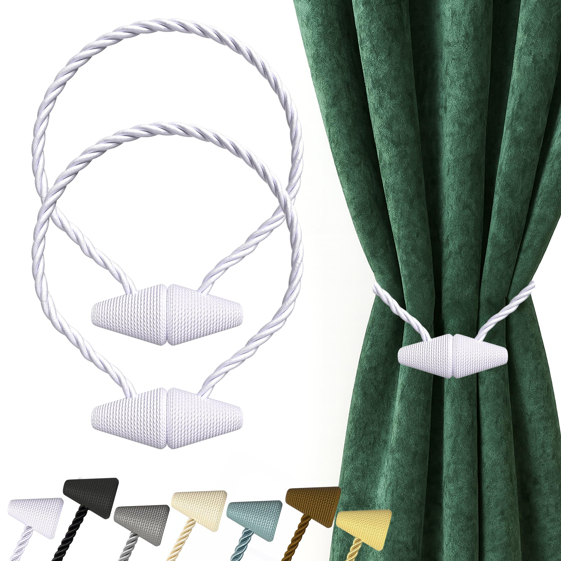 Hion Magnetic Curtain Tiebacks Black 2pcs, Curtain Tiebacks Buckles Holdbacks Holders Hooks Clip for Home Outdoor Bedroom Office Decorative Curtain