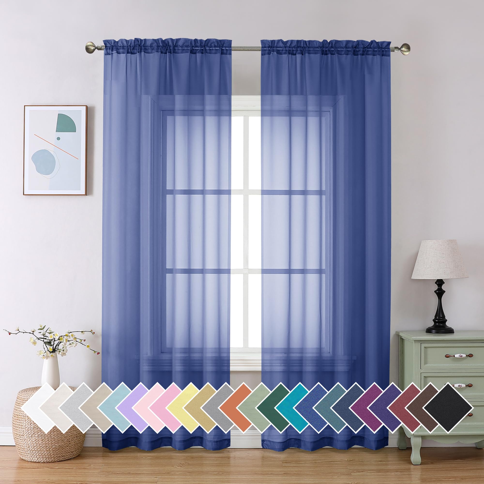 Aiyufeng Blush Pink Sheer Curtains 84 Inches Long 2 Panels Set, Light Filtering Soft Airy Voile Rod Pocket Baby Pink Sheer Window Drapes for Bedroom Living Room, Each 40Wx84L Inches