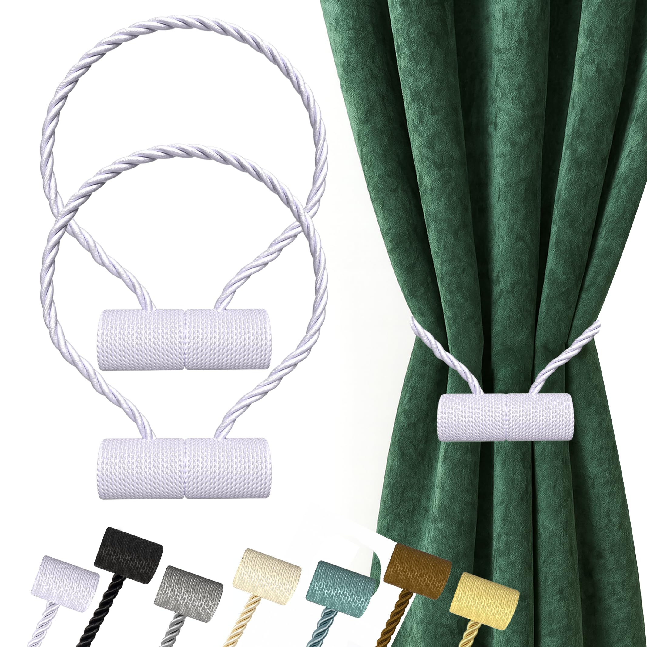 Hion Magnetic Curtain Tiebacks Black 2pcs, Curtain Tiebacks Buckles Holdbacks Holders Hooks Clip for Home Outdoor Bedroom Office Decorative Curtain