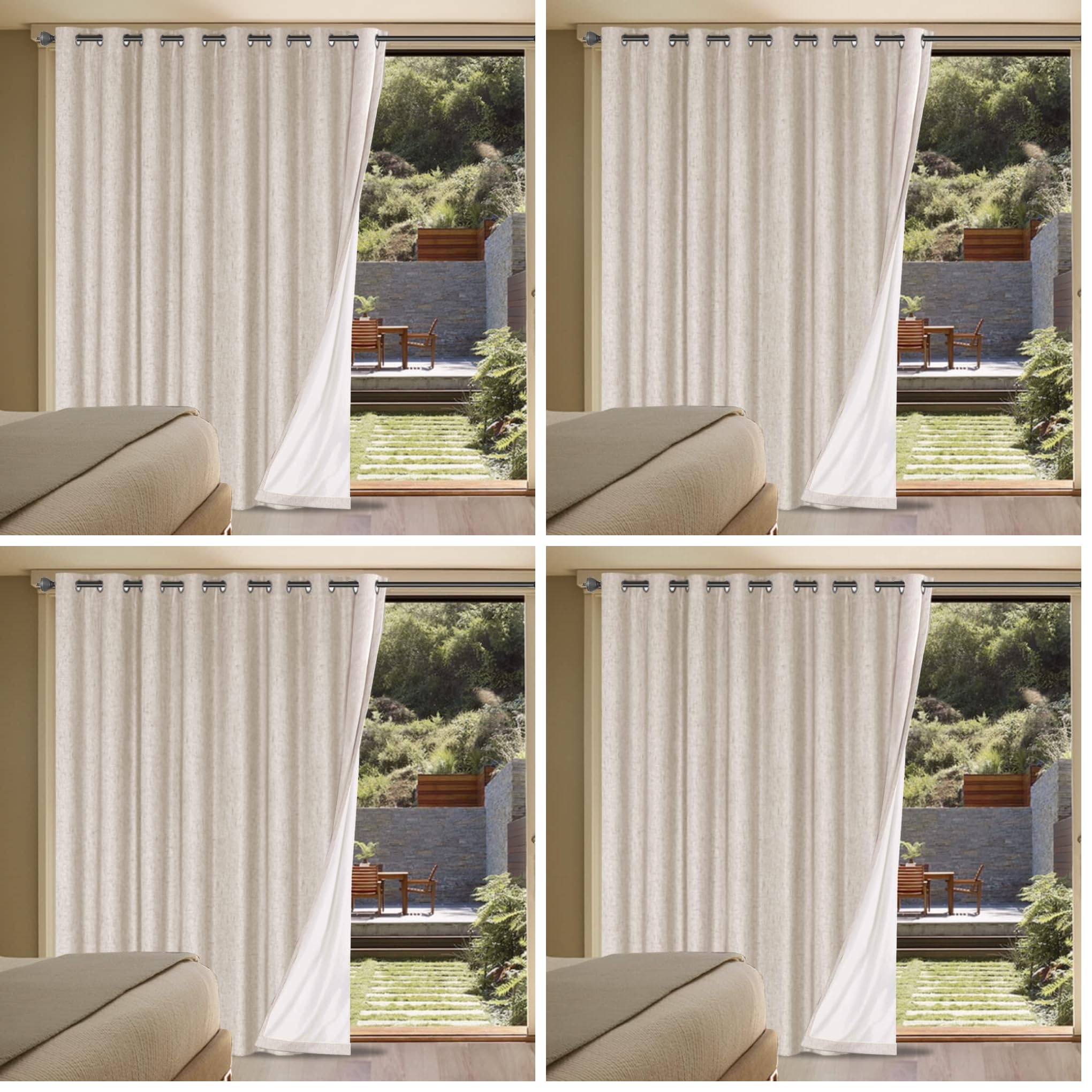 H.VERSAILTEX 100% Blackout Curtains Ivory, Linen Blackout Curtains 96 inch Curtains 2 Panel Set, Elegant Curtain for Bedroom Grommet Drapes for Living Room