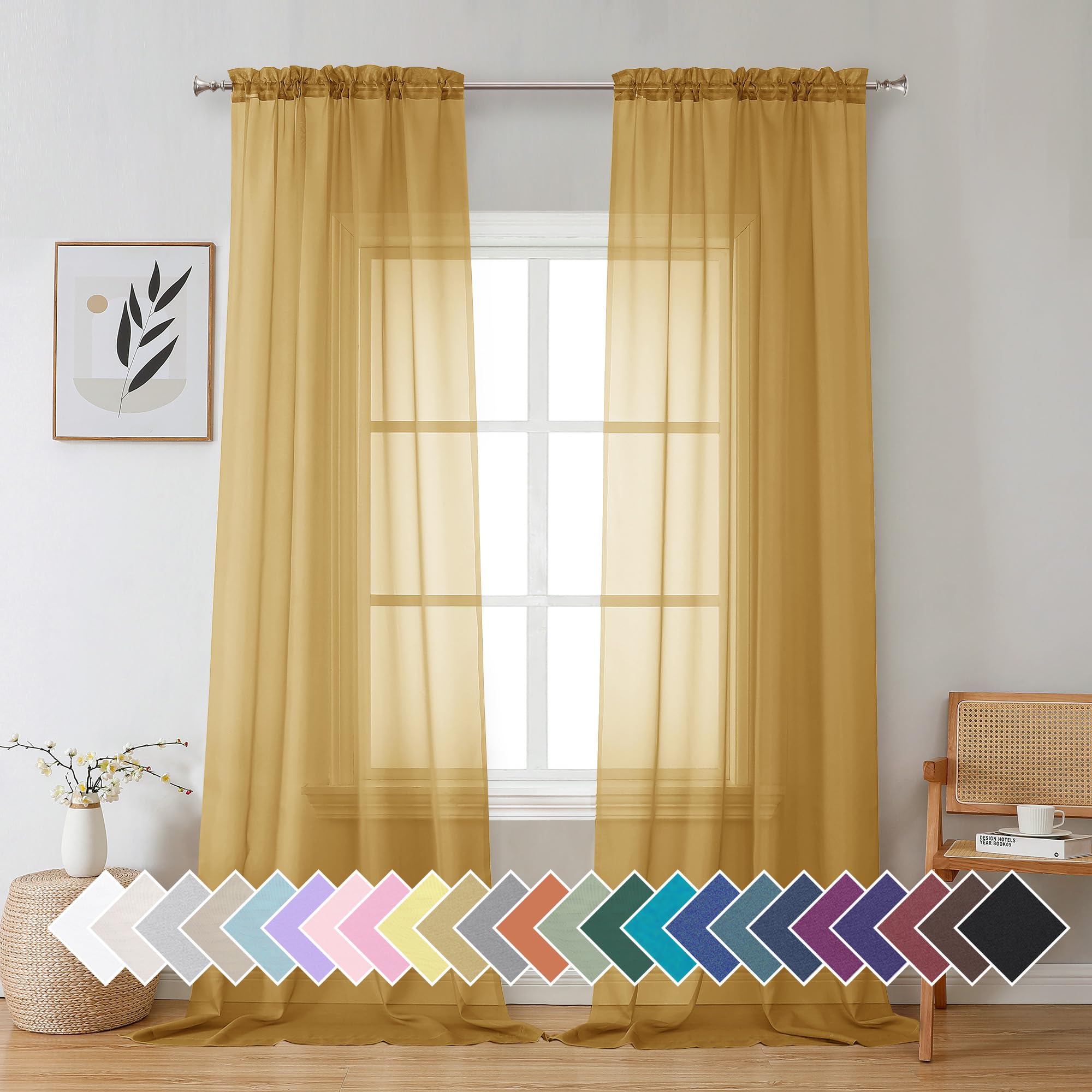 Aiyufeng Blush Pink Sheer Curtains 84 Inches Long 2 Panels Set, Light Filtering Soft Airy Voile Rod Pocket Baby Pink Sheer Window Drapes for Bedroom Living Room, Each 40Wx84L Inches