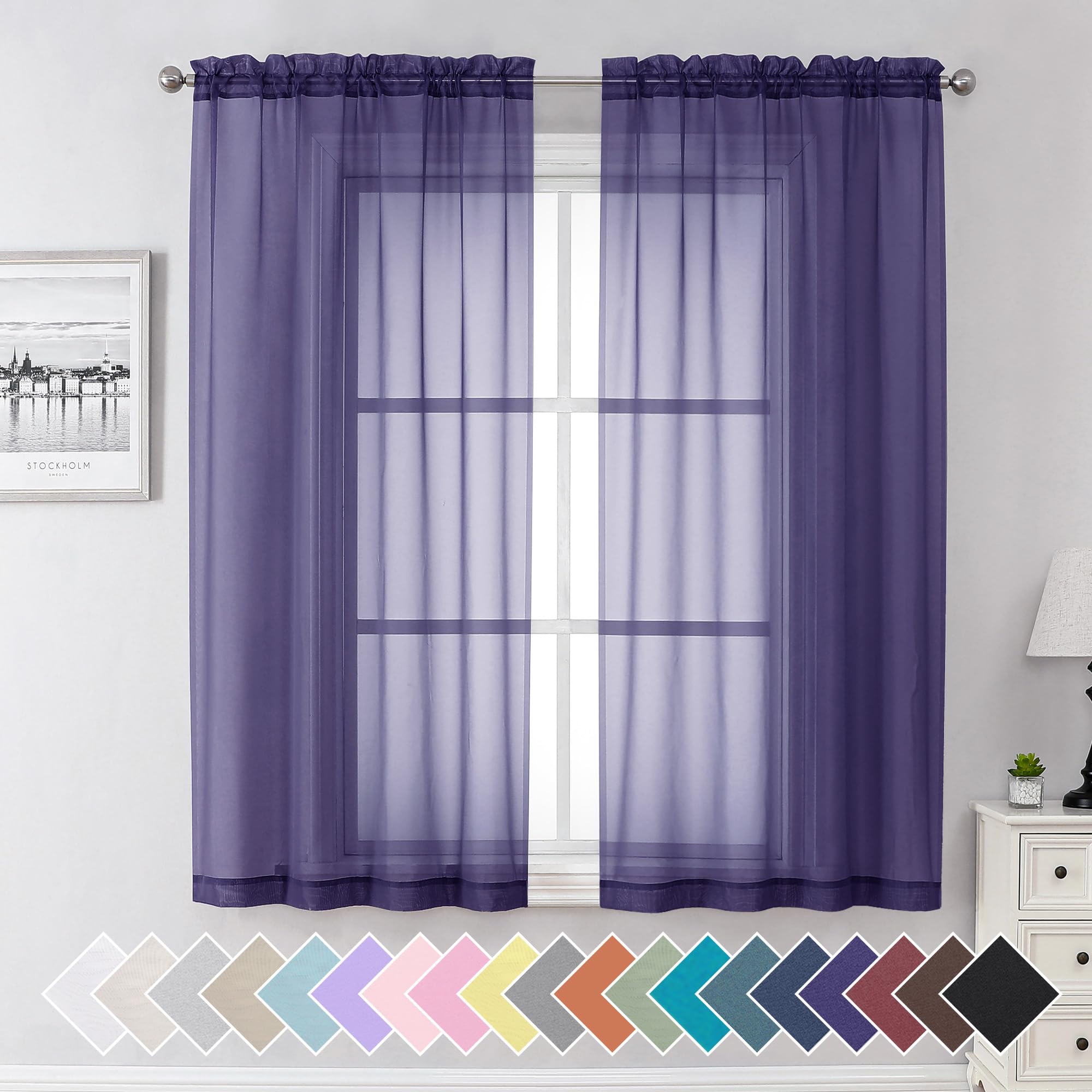 Aiyufeng Blush Pink Sheer Curtains 84 Inches Long 2 Panels Set, Light Filtering Soft Airy Voile Rod Pocket Baby Pink Sheer Window Drapes for Bedroom Living Room, Each 40Wx84L Inches
