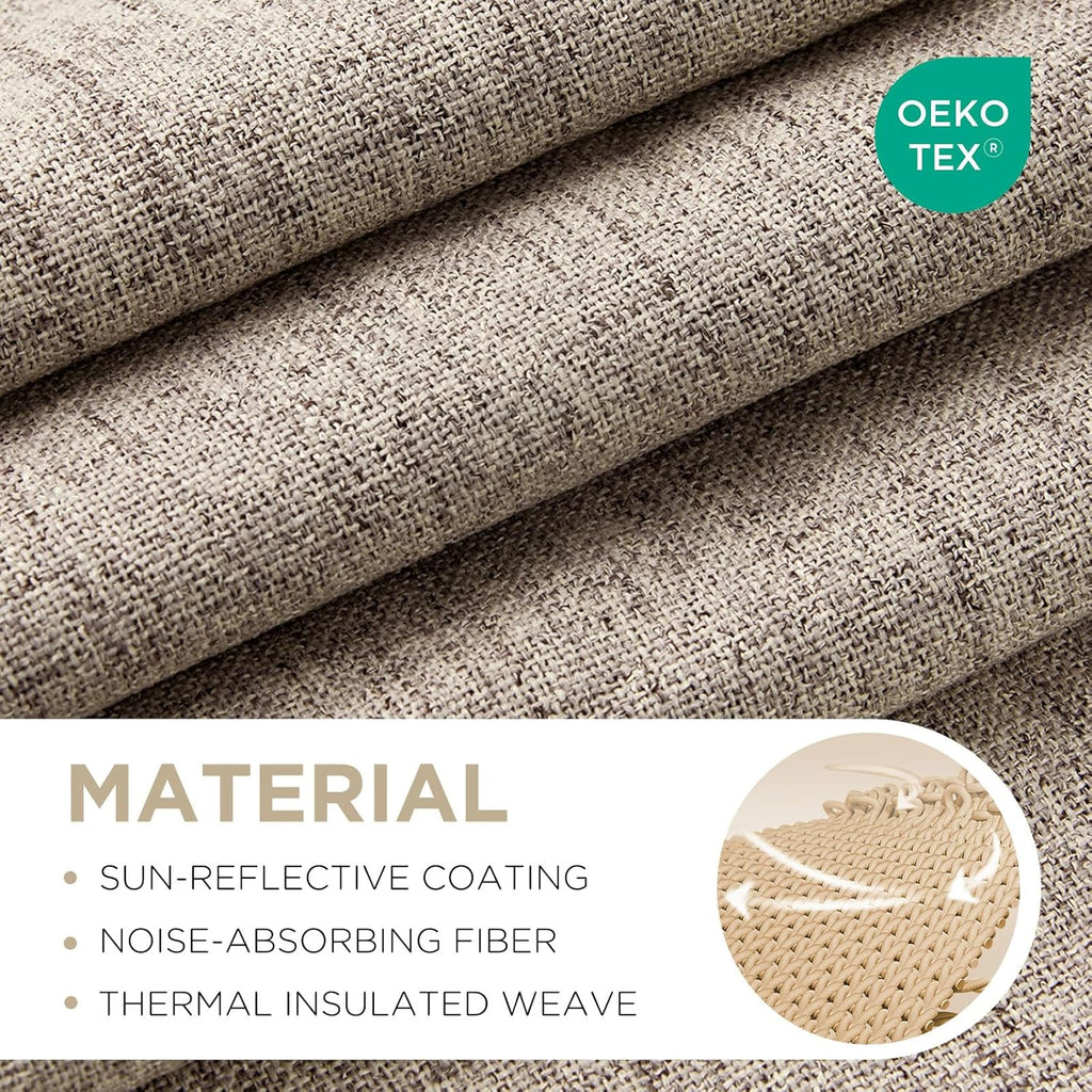 Joydeco Blackout Curtains for Bedroom - Nature Linen 84 Inch Long 100% Light Blocking 2 Panels Set, Rod Pocket & Back Tabs Living Room Drapes, Thermal Insulated Room Darkening Window Curtains