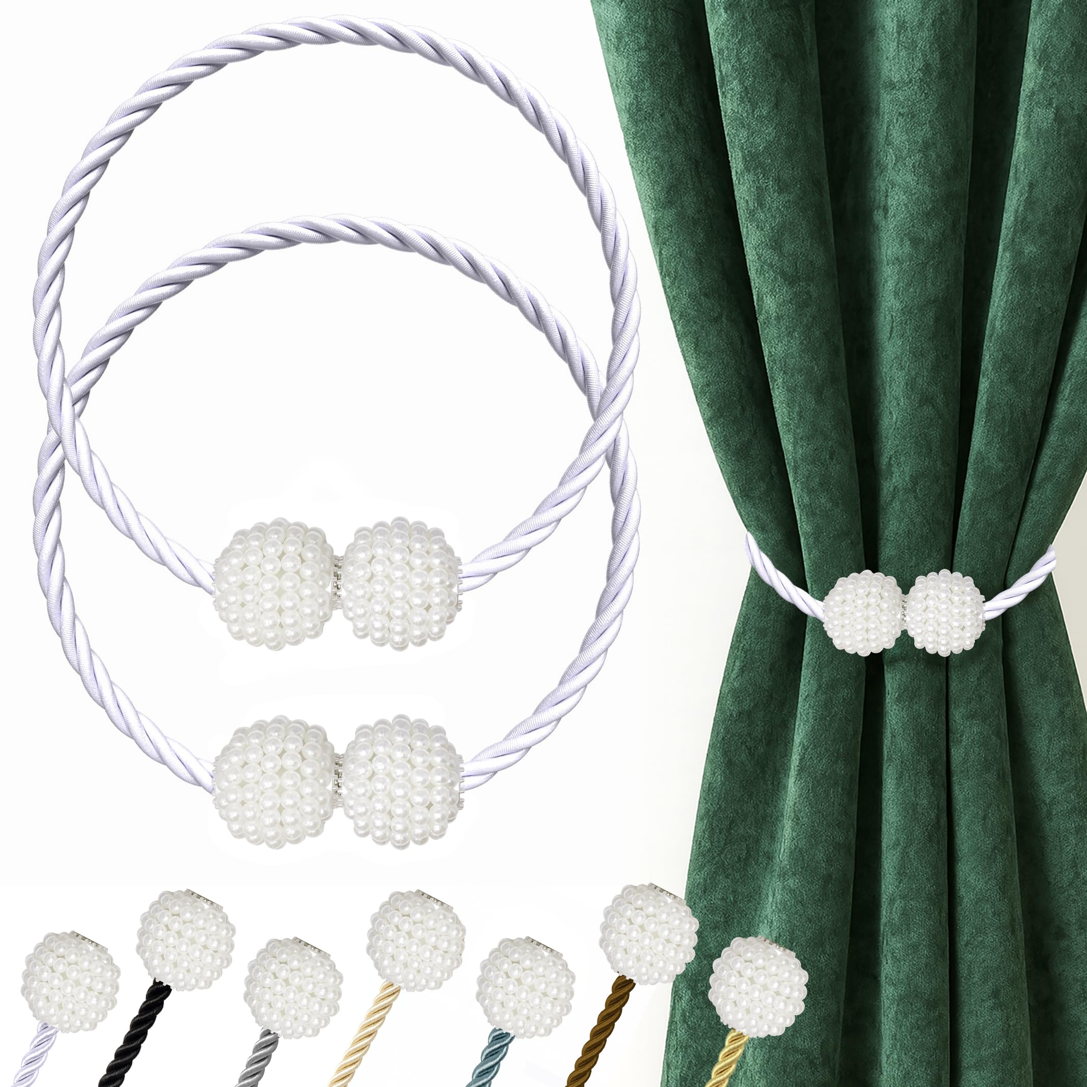 Hion Magnetic Curtain Tiebacks Black 2pcs, Curtain Tiebacks Buckles Holdbacks Holders Hooks Clip for Home Outdoor Bedroom Office Decorative Curtain