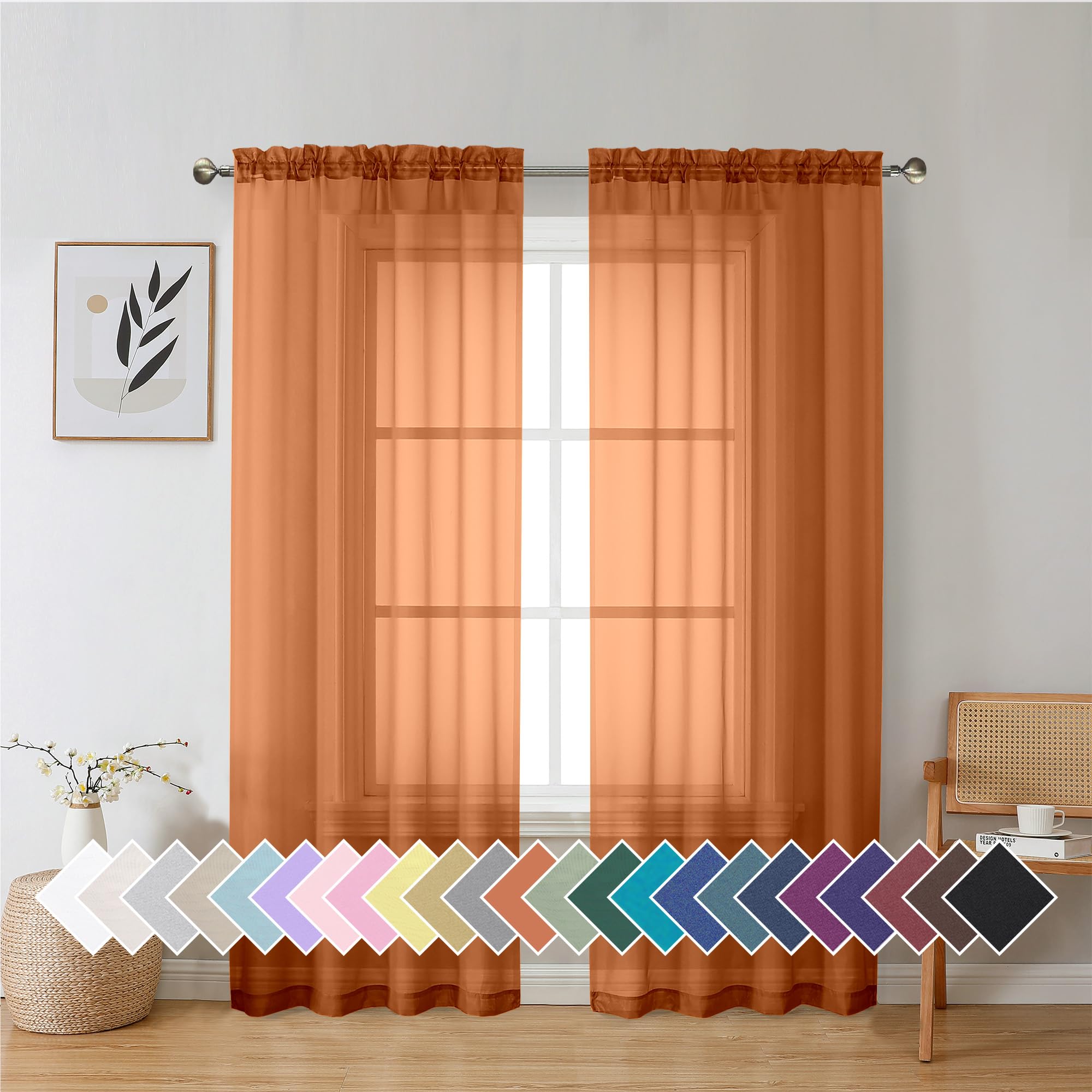 Aiyufeng Blush Pink Sheer Curtains 84 Inches Long 2 Panels Set, Light Filtering Soft Airy Voile Rod Pocket Baby Pink Sheer Window Drapes for Bedroom Living Room, Each 40Wx84L Inches