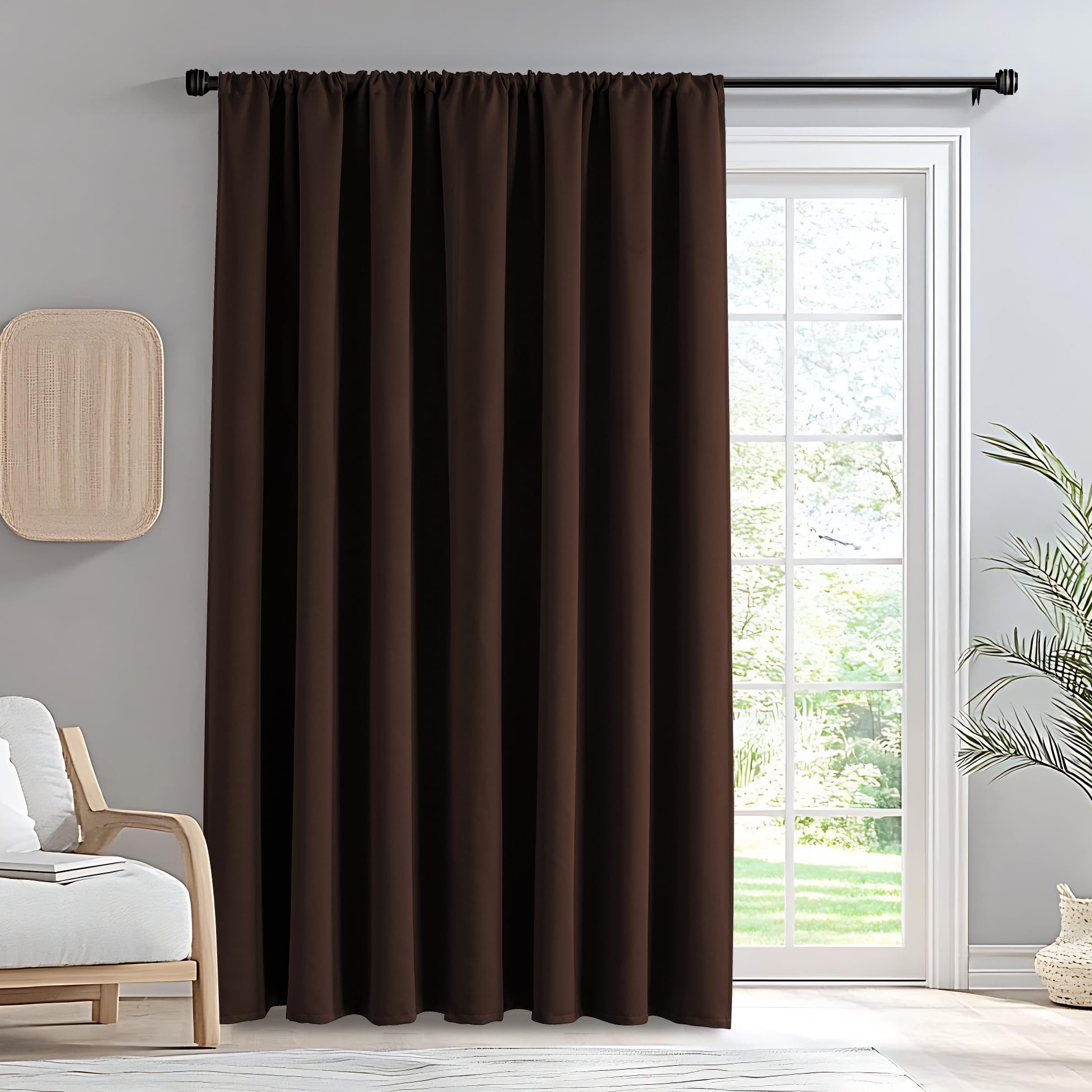 IGEMAEVE Black 100% Blackout Curtains 84 Inch Length 2 Panels Set, Black Out Curtains for Bedroom 84 Inch Long, Rod Pocket Energy Saving Room Darkening Drapes for Living Room Dining Room Window