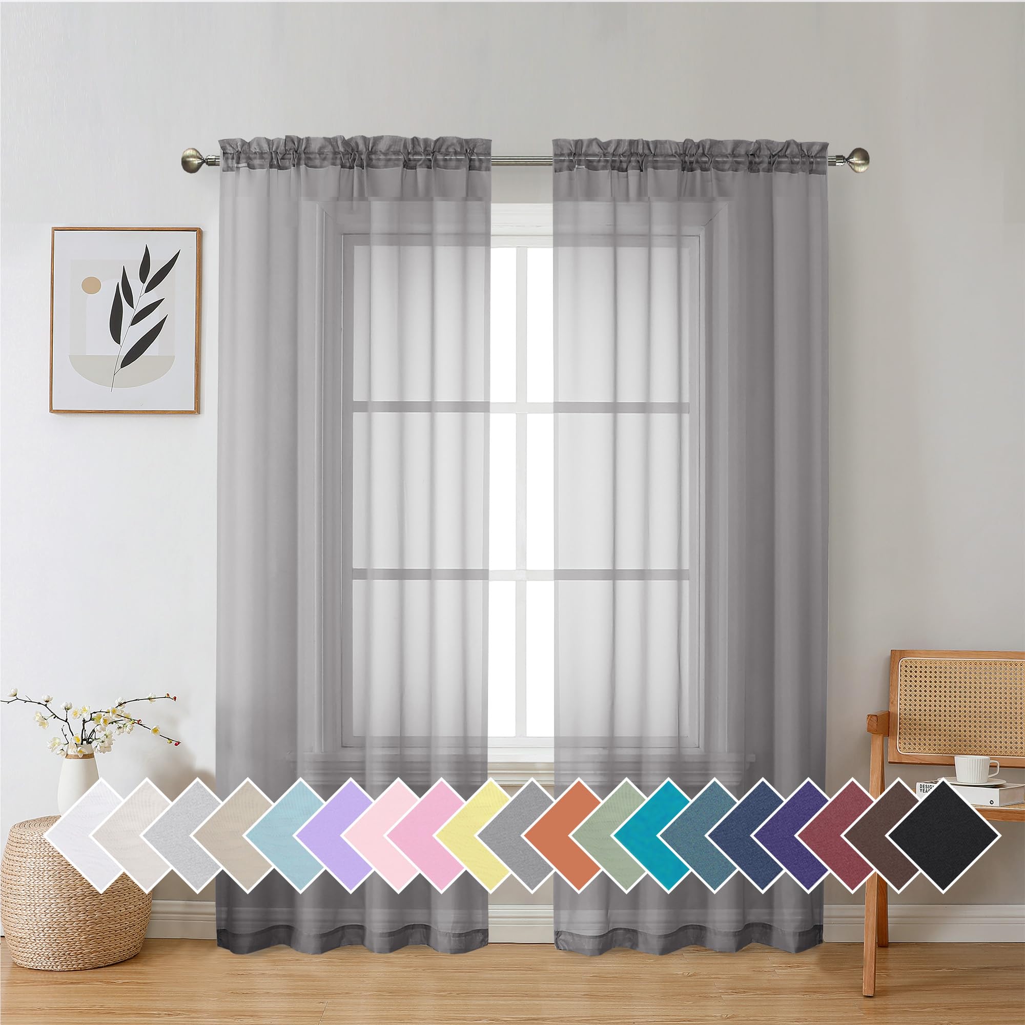 Aiyufeng Blush Pink Sheer Curtains 84 Inches Long 2 Panels Set, Light Filtering Soft Airy Voile Rod Pocket Baby Pink Sheer Window Drapes for Bedroom Living Room, Each 40Wx84L Inches