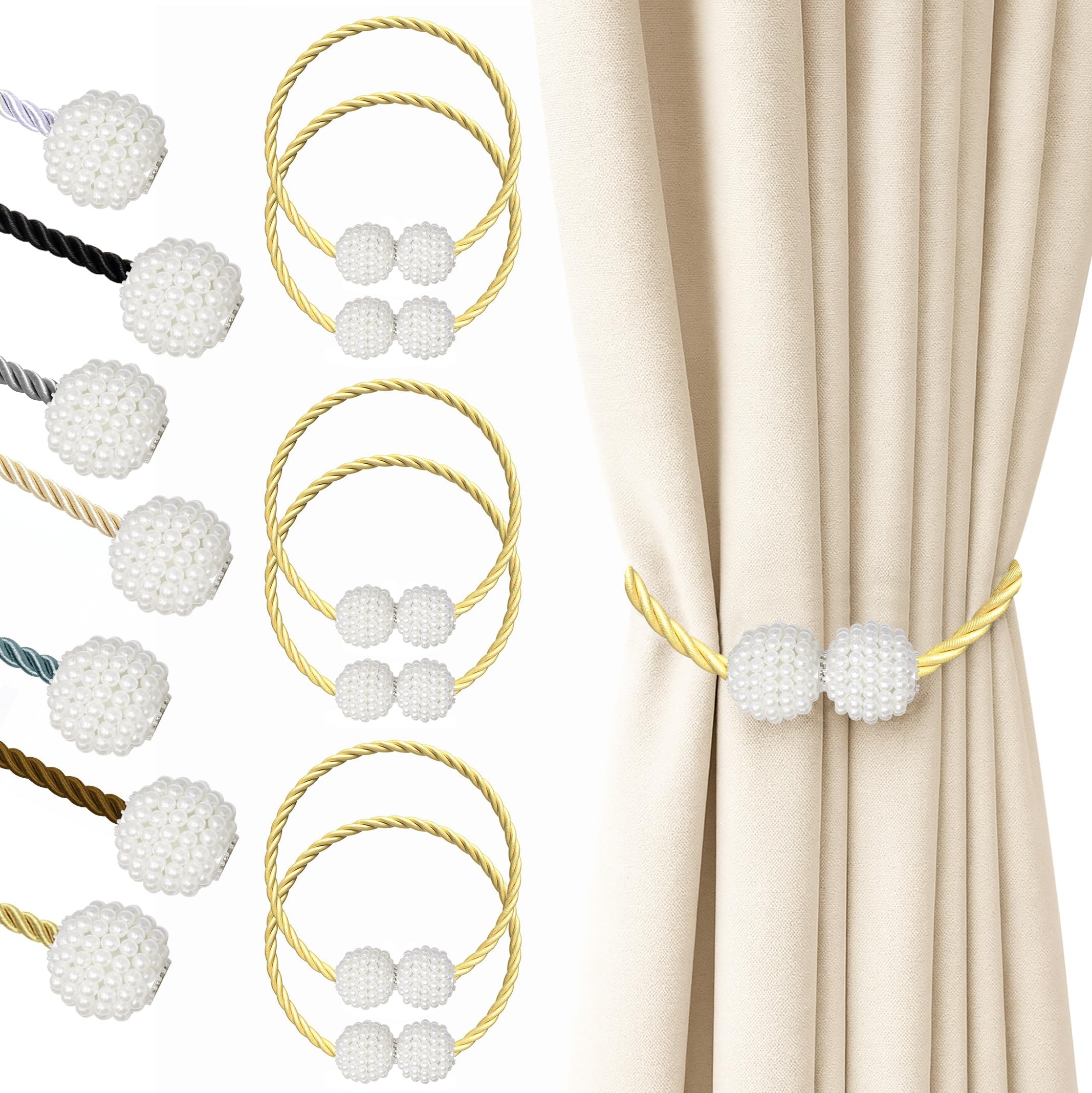 Hion Magnetic Curtain Tiebacks Black 2pcs, Curtain Tiebacks Buckles Holdbacks Holders Hooks Clip for Home Outdoor Bedroom Office Decorative Curtain
