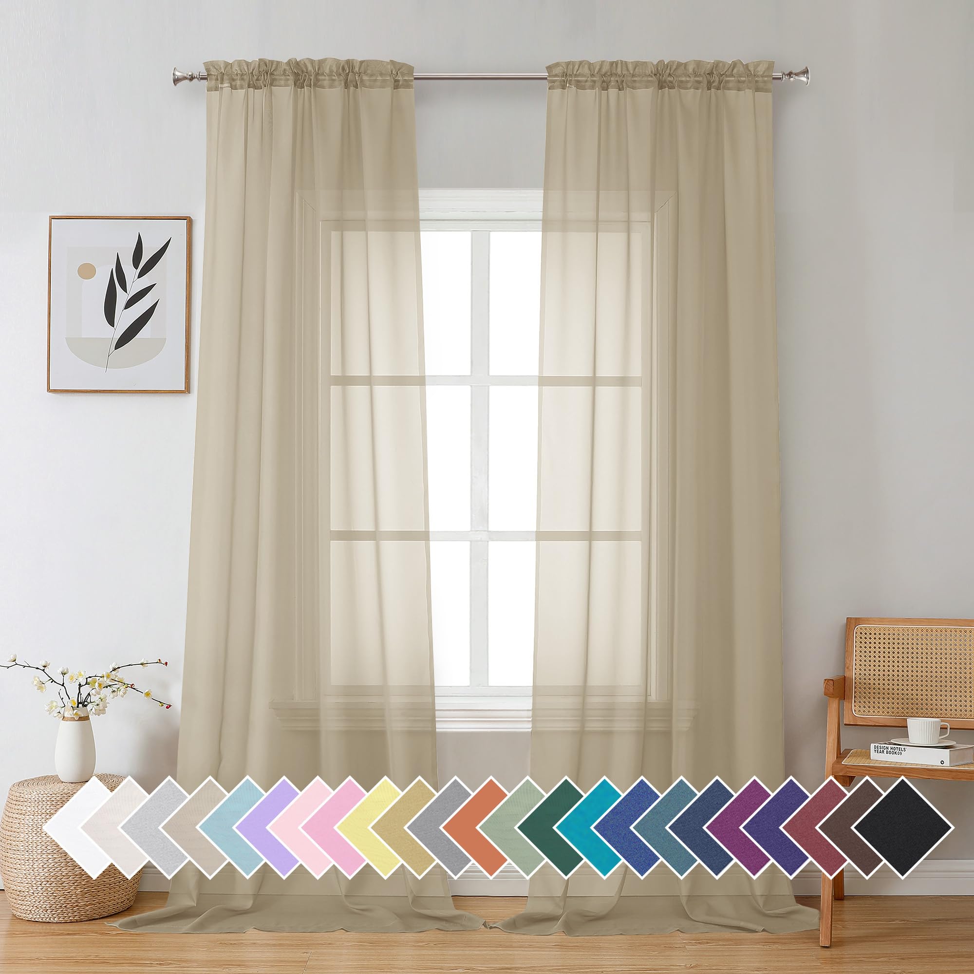 Aiyufeng Blush Pink Sheer Curtains 84 Inches Long 2 Panels Set, Light Filtering Soft Airy Voile Rod Pocket Baby Pink Sheer Window Drapes for Bedroom Living Room, Each 40Wx84L Inches