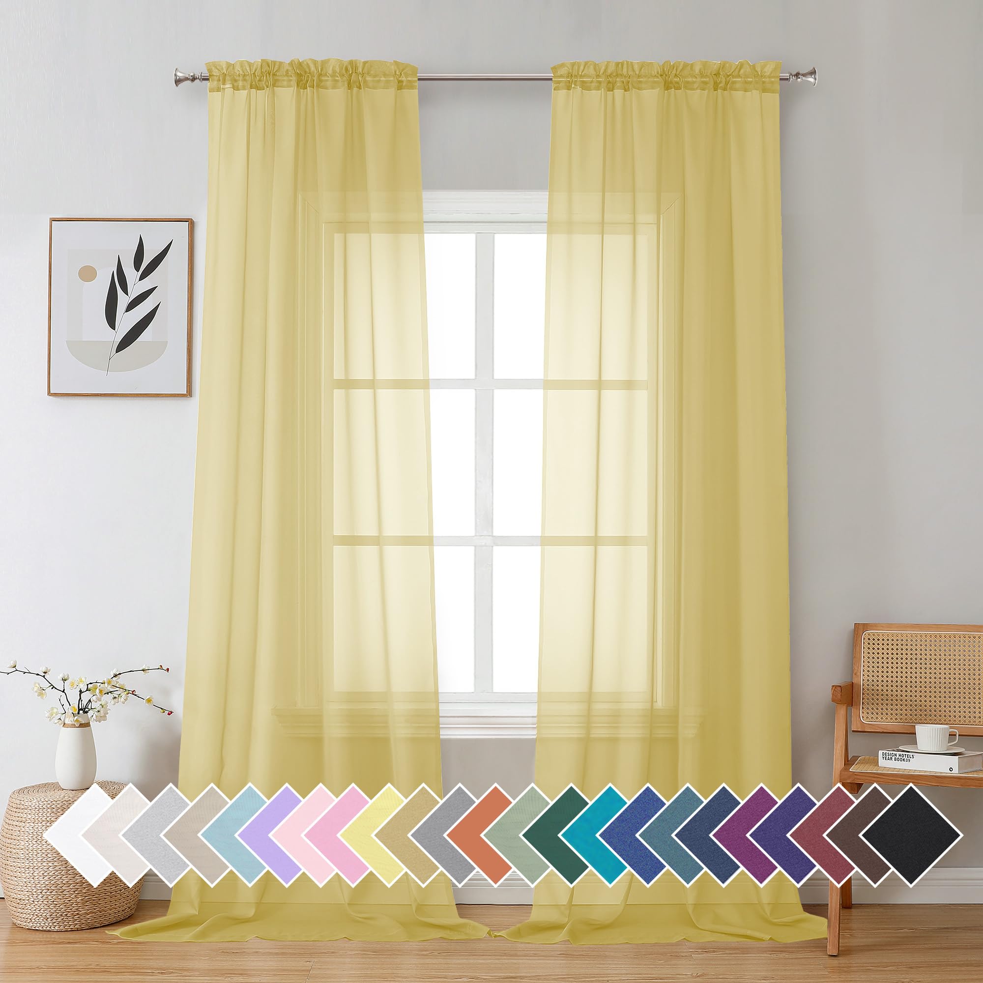 Aiyufeng Blush Pink Sheer Curtains 84 Inches Long 2 Panels Set, Light Filtering Soft Airy Voile Rod Pocket Baby Pink Sheer Window Drapes for Bedroom Living Room, Each 40Wx84L Inches
