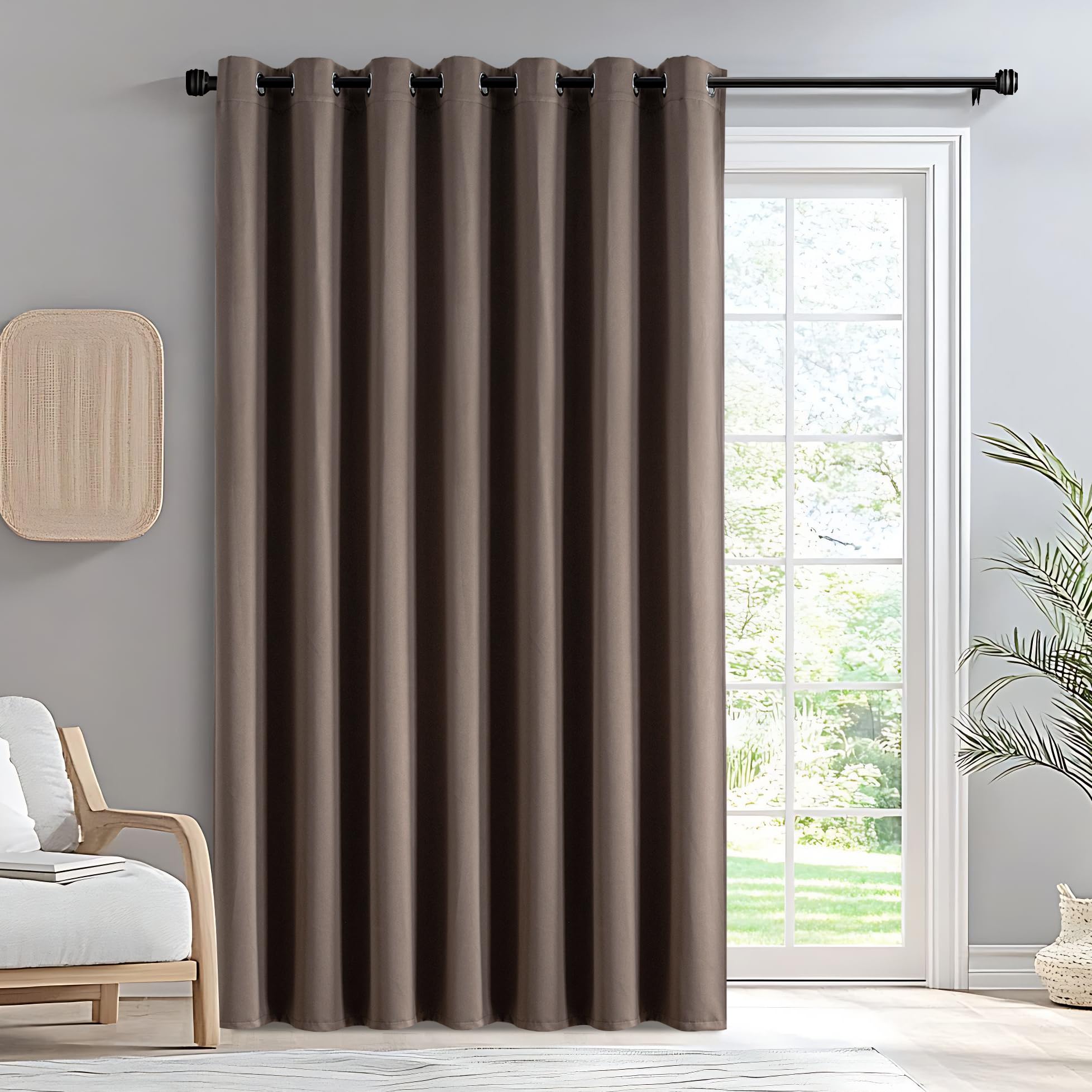 IGEMAEVE Black 100% Blackout Curtains 84 Inch Length 2 Panels Set, Black Out Curtains for Bedroom 84 Inch Long, Rod Pocket Energy Saving Room Darkening Drapes for Living Room Dining Room Window